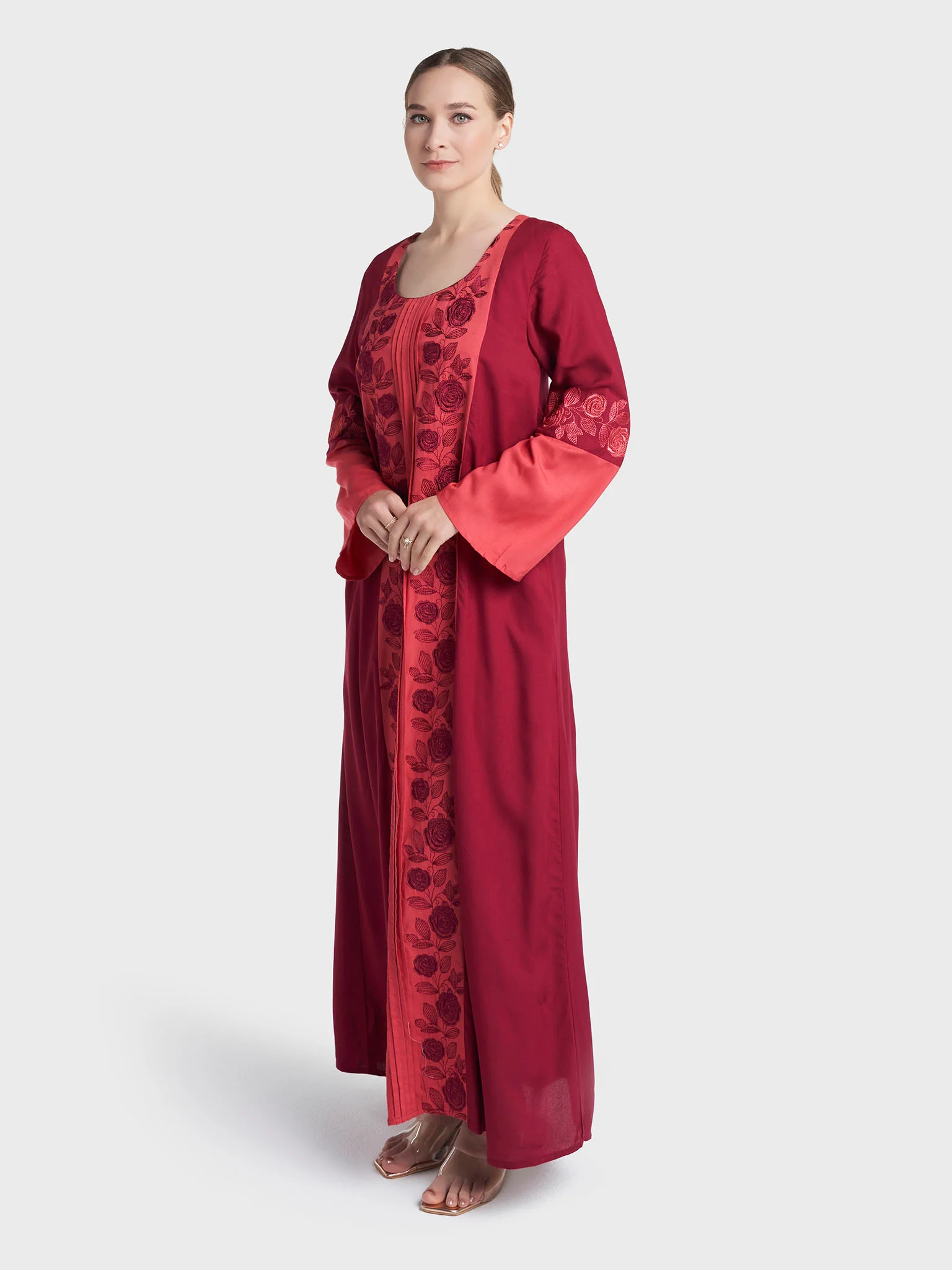 Maroon Colour Embroidery Rayon Jalabiya (VW482) - Image 3