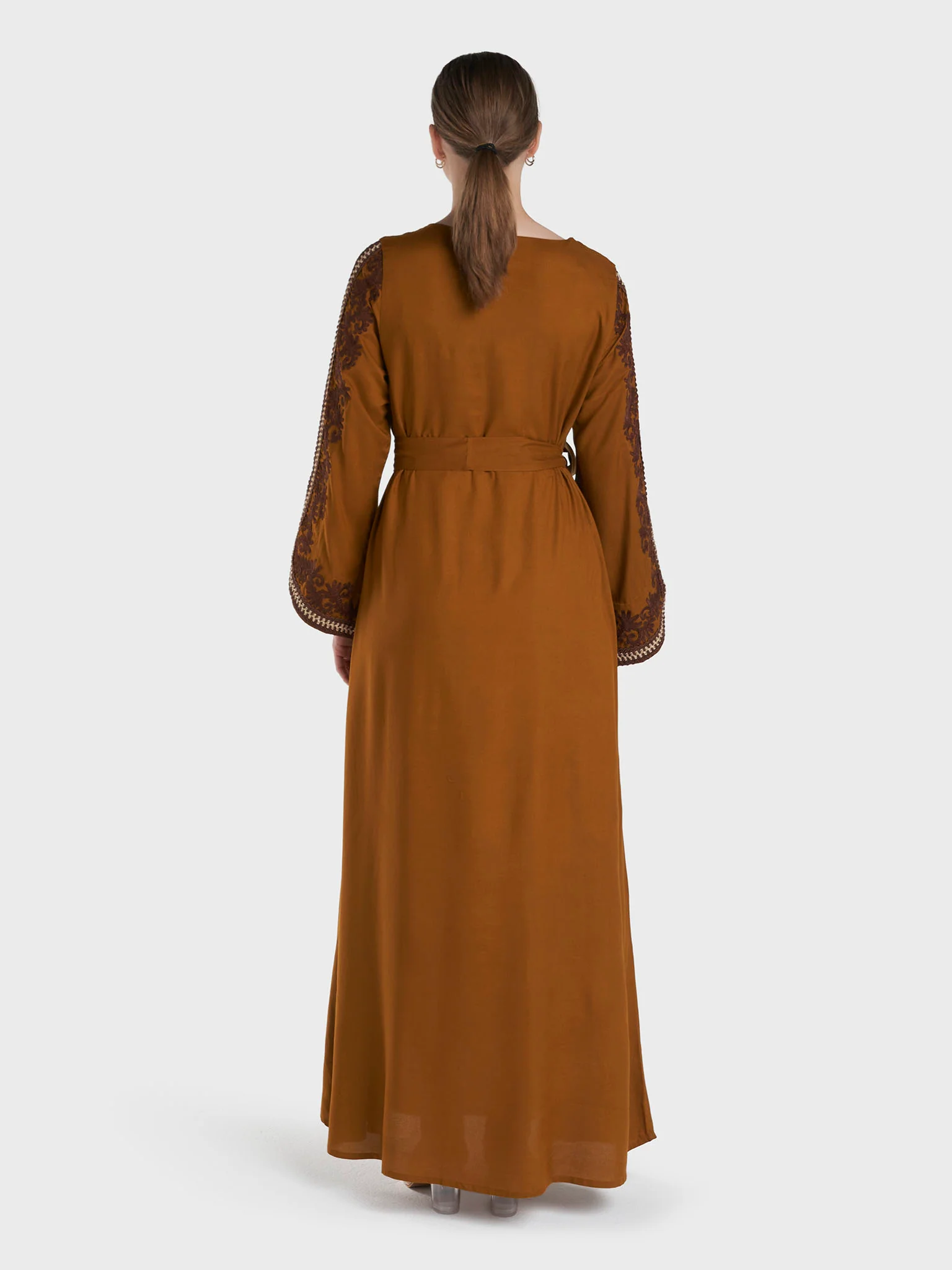 Brown Colour Embroidery Rayon Jalabiya (VW510) - Image 4
