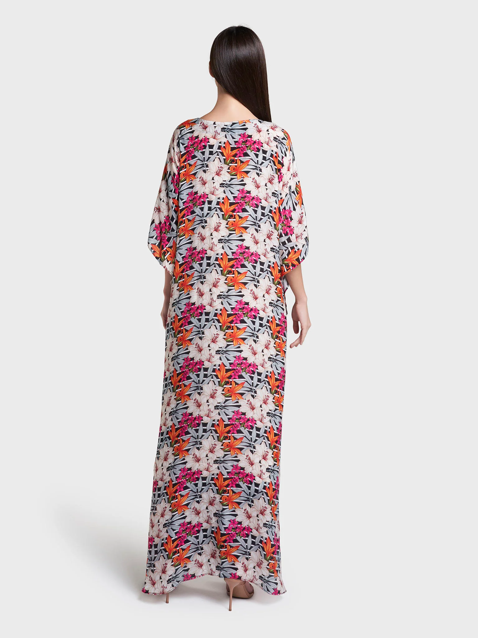 Multicolour Floral Printed Viscose Hand Work Jalabiya (VW473) - Image 5