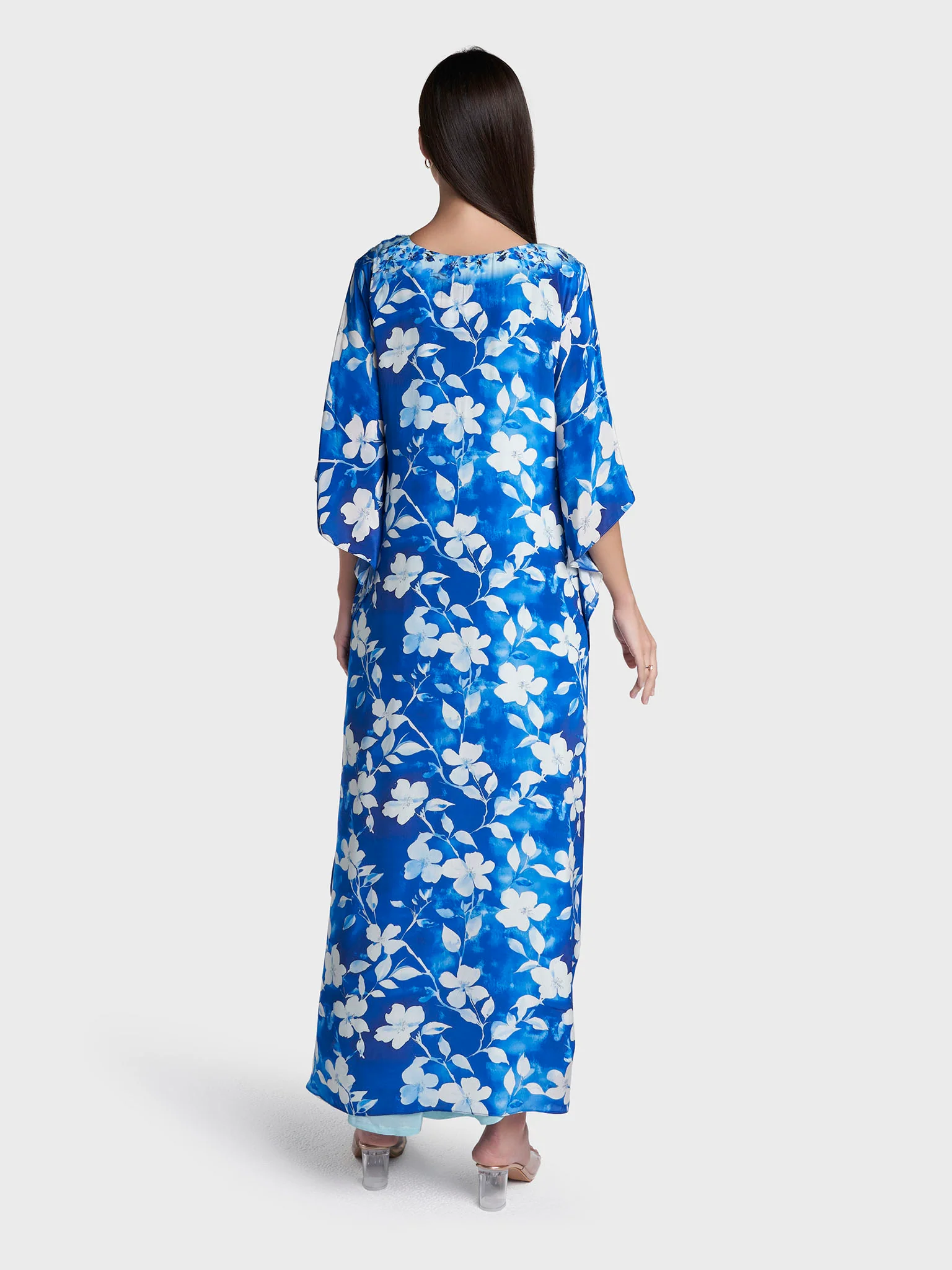 Royal Blue Colour Hand Work Viscose Crepe Digital Print Jalabiya (VW476) - Image 5