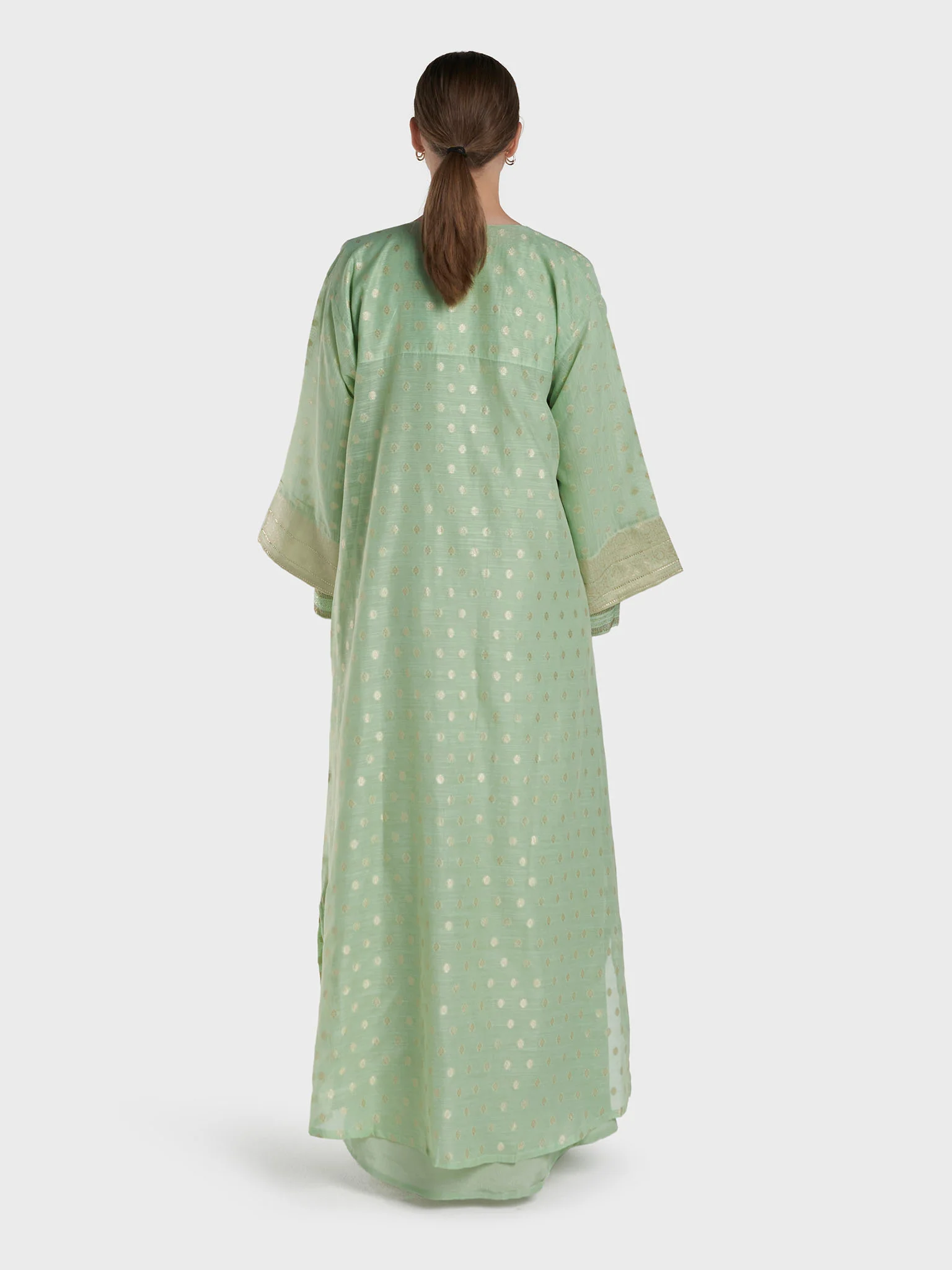 Pistachio Green Colour Stone Work Organza Jalabiya (VG3207) - Image 5