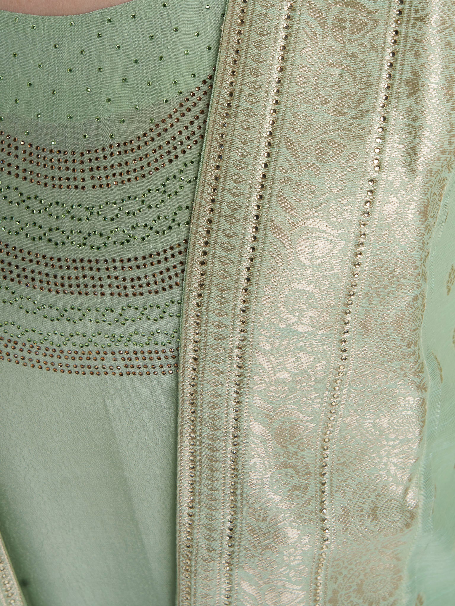 Pistachio Green Colour Stone Work Organza Jalabiya (VG3207) - Image 6