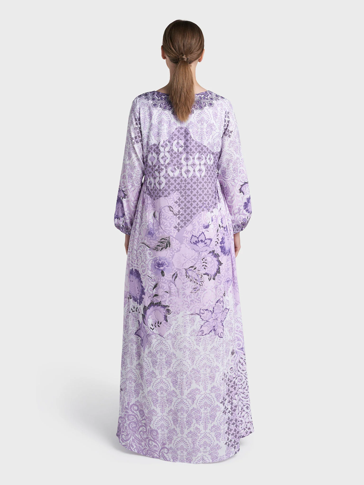 Lavender Colour Stone Work Rayon Motif Printed Jalabiya (VDC105) - Image 4