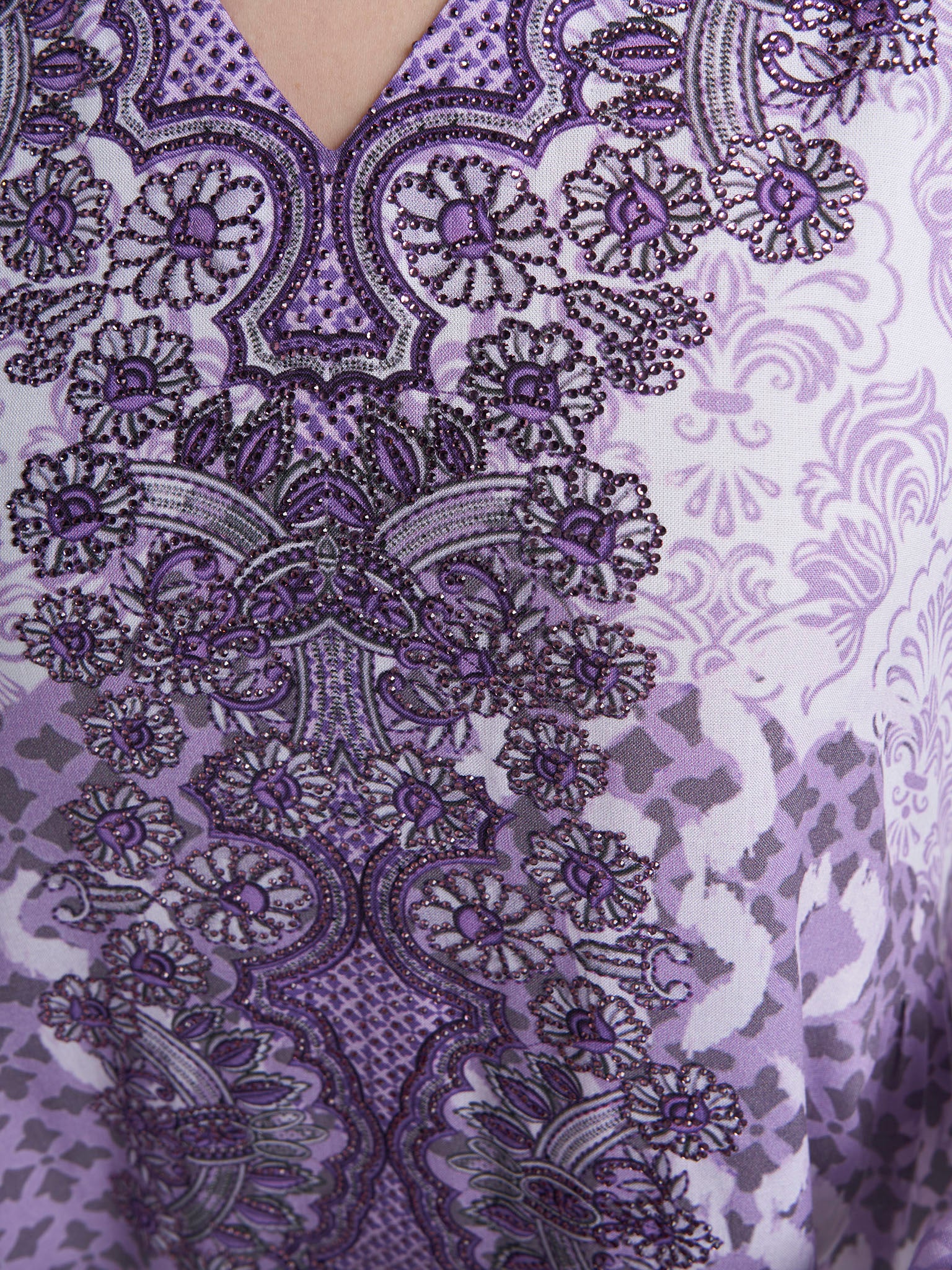 Lavender Colour Stone Work Rayon Motif Printed Jalabiya (VDC105) - Image 5