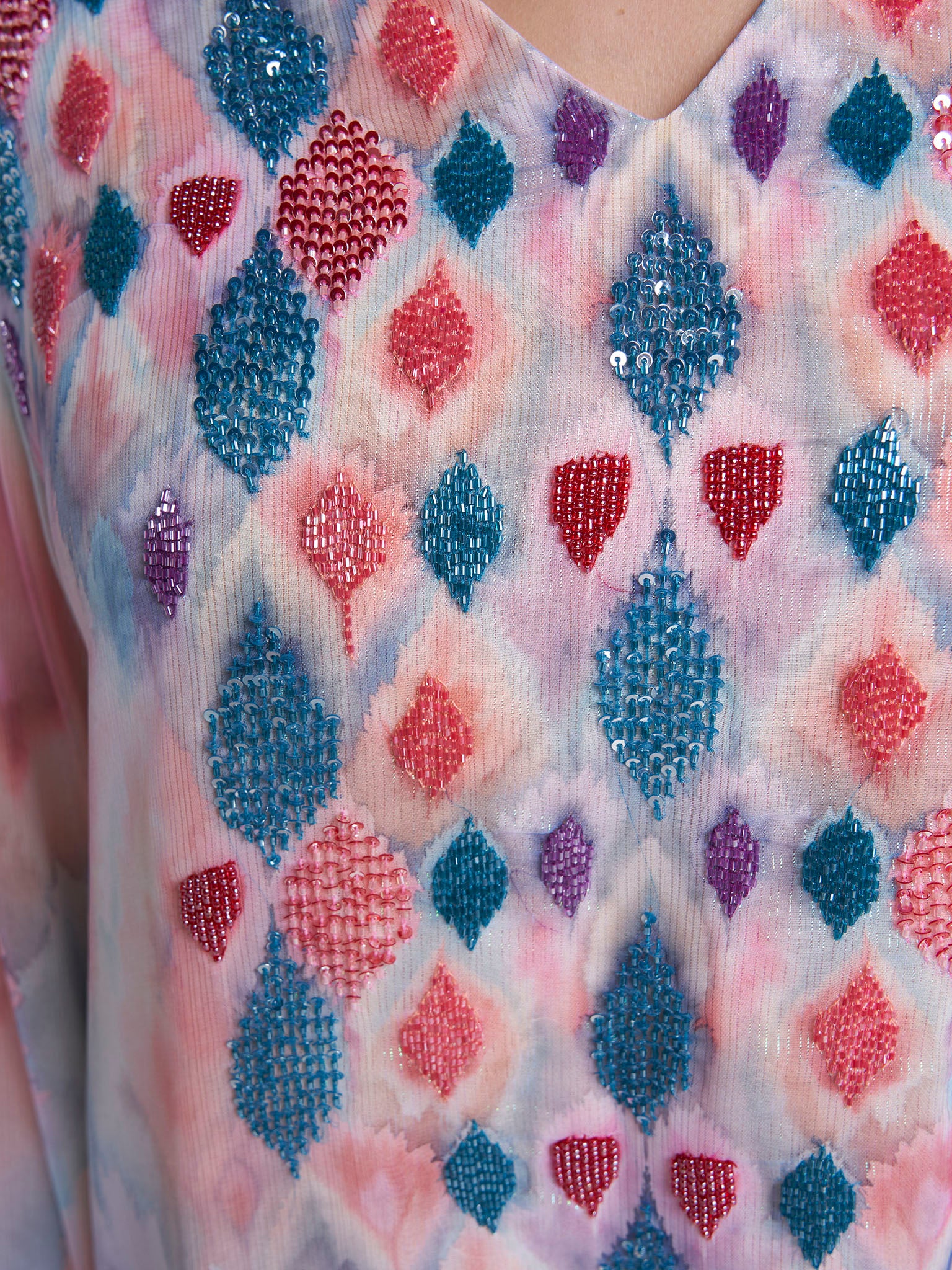 Multi Colour Abstract Print Hand Work Jalabiya (VDD08) - Image 5