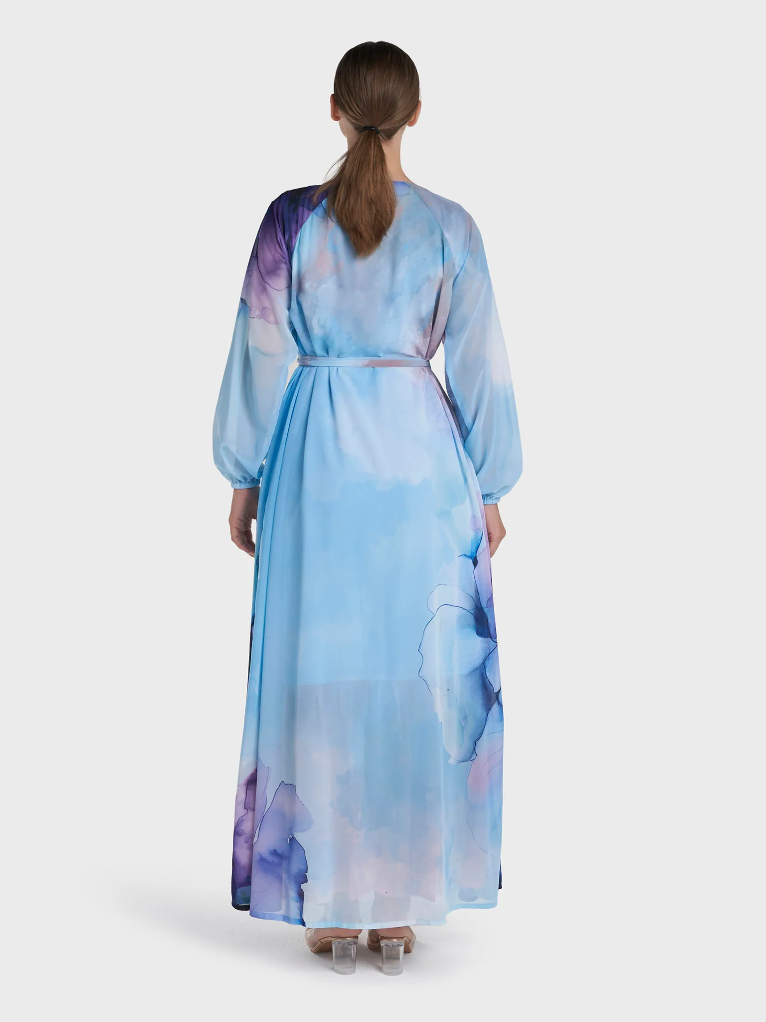 Light Blue Colour Hand Work Georgette Floral Printed Dress (VDX25) - Image 5
