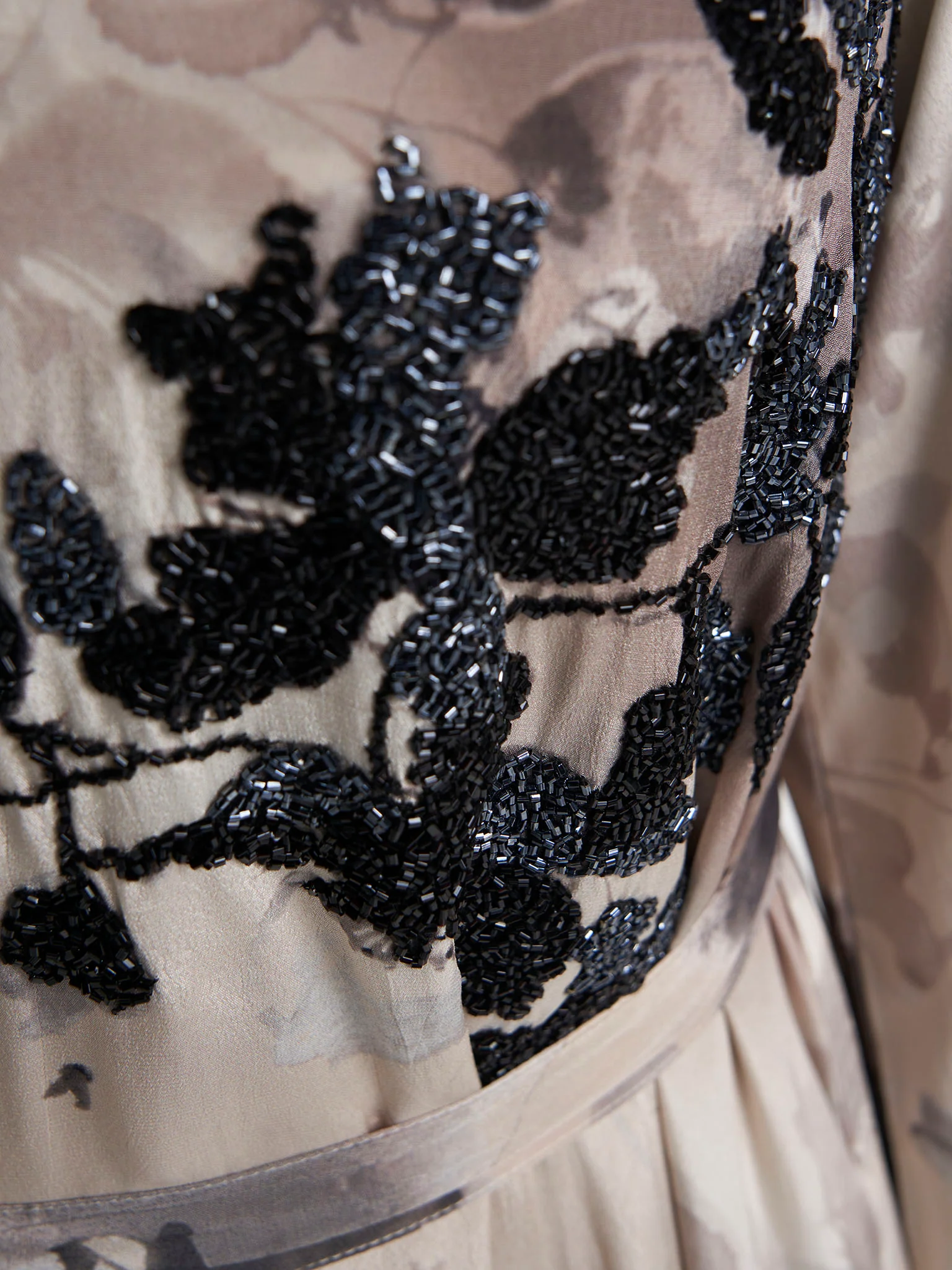Beige Colour Hand Work Viscose Crepe Floral Printed Dress (VDC154) - Image 5