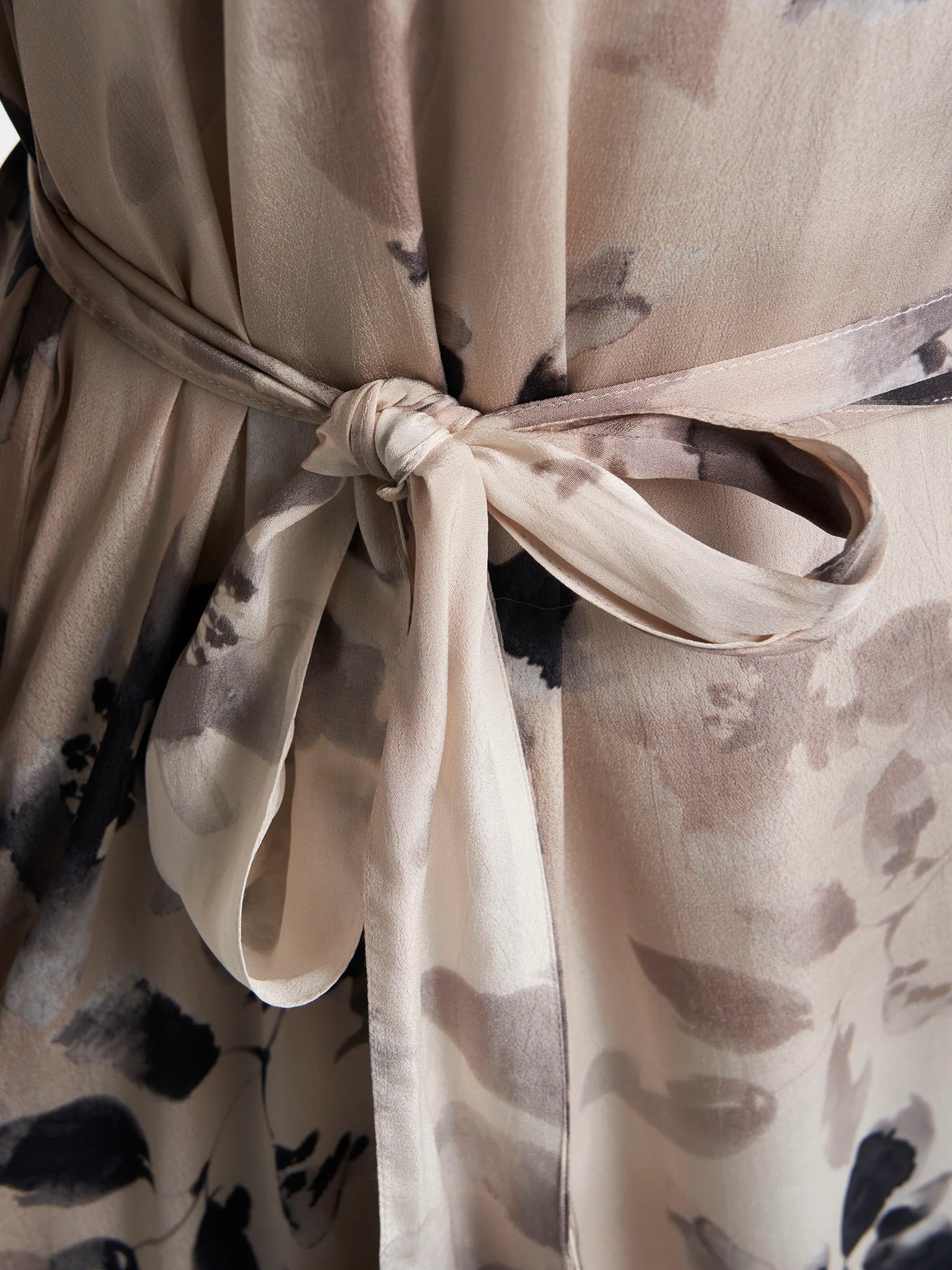 Beige Colour Hand Work Viscose Crepe Floral Printed Dress (VDC154) - Image 6