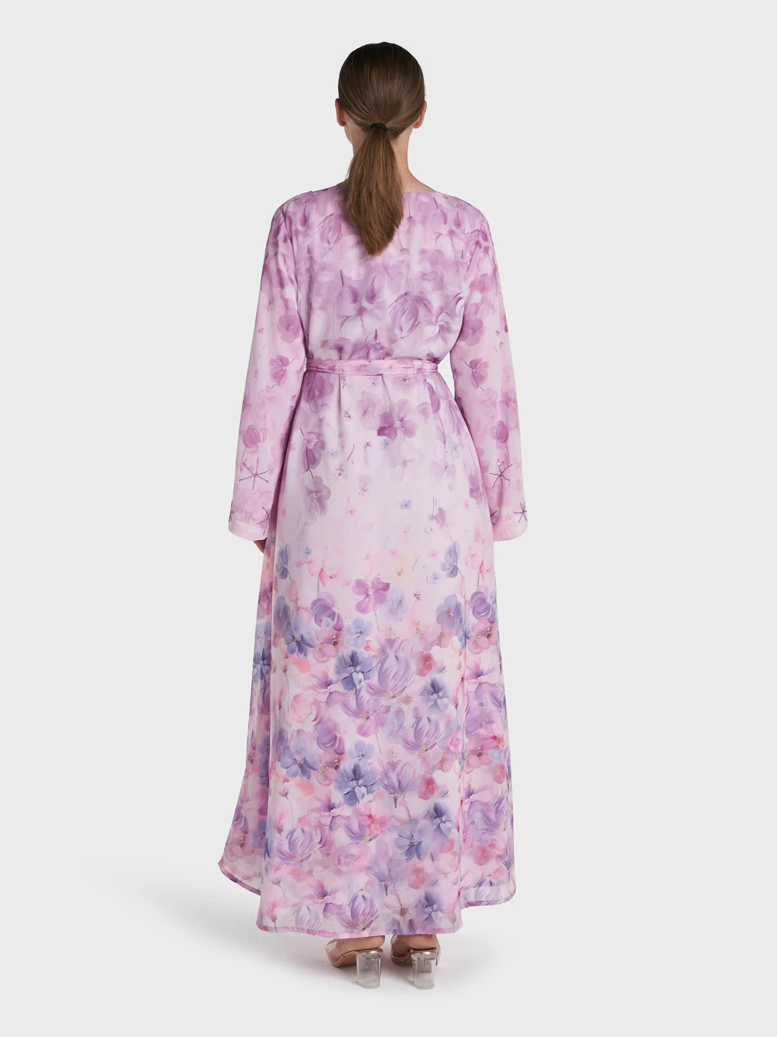 Light Purple Colour Hand Work Georgette Floral Printed Dress (VDD01) - Image 4