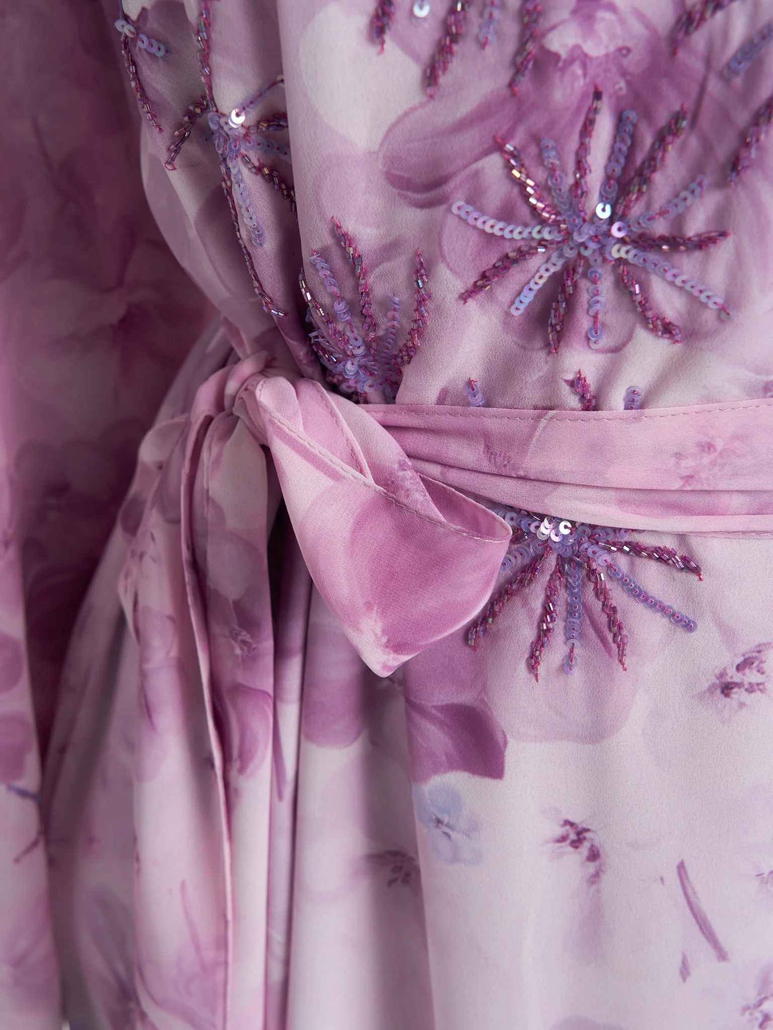 Light Purple Colour Hand Work Georgette Floral Printed Dress (VDD01) - Image 6