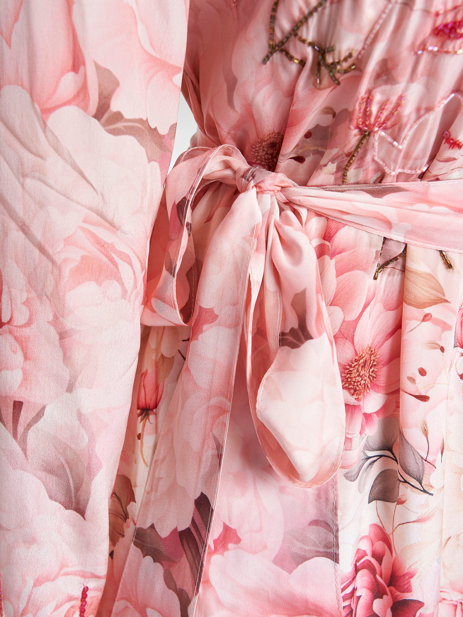 Pink Colour Hand Work Viscose Crepe Floral Printed Dress (VDD05) - Image 6