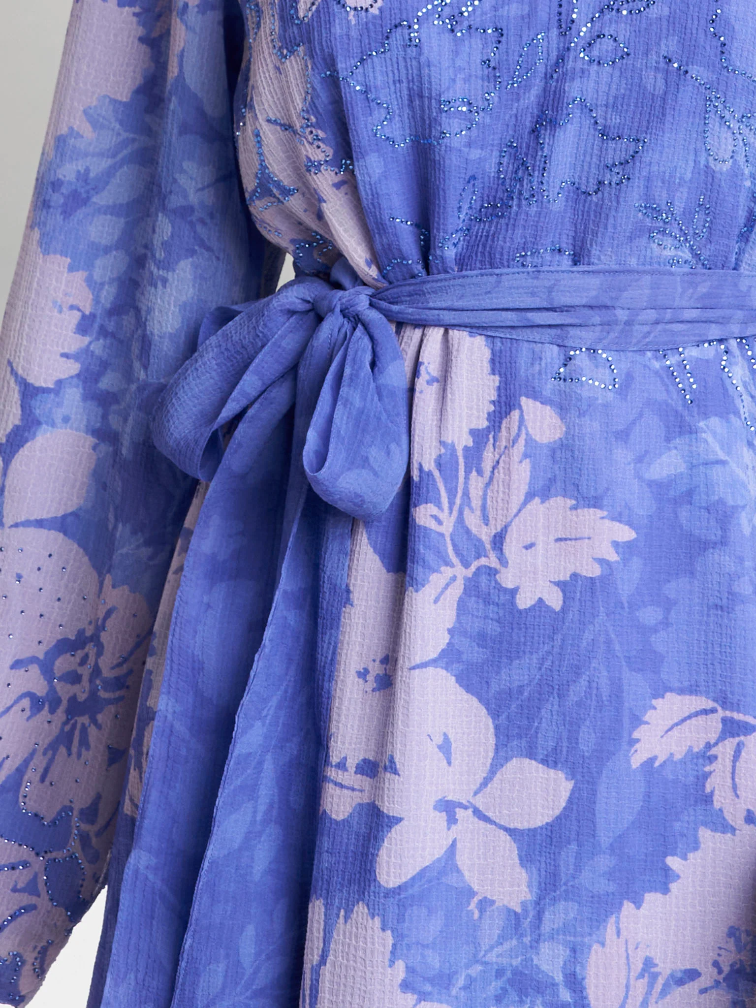 Ink Blue Colour Floral Print Marble Chiffon Stone Work Dress (VDE418) - Image 6
