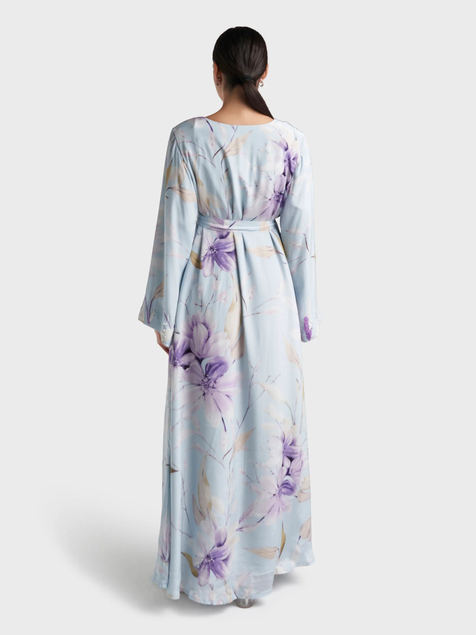 Floral Print Viscose Crepe Handwork Jalabiya (VDK391) - Image 4