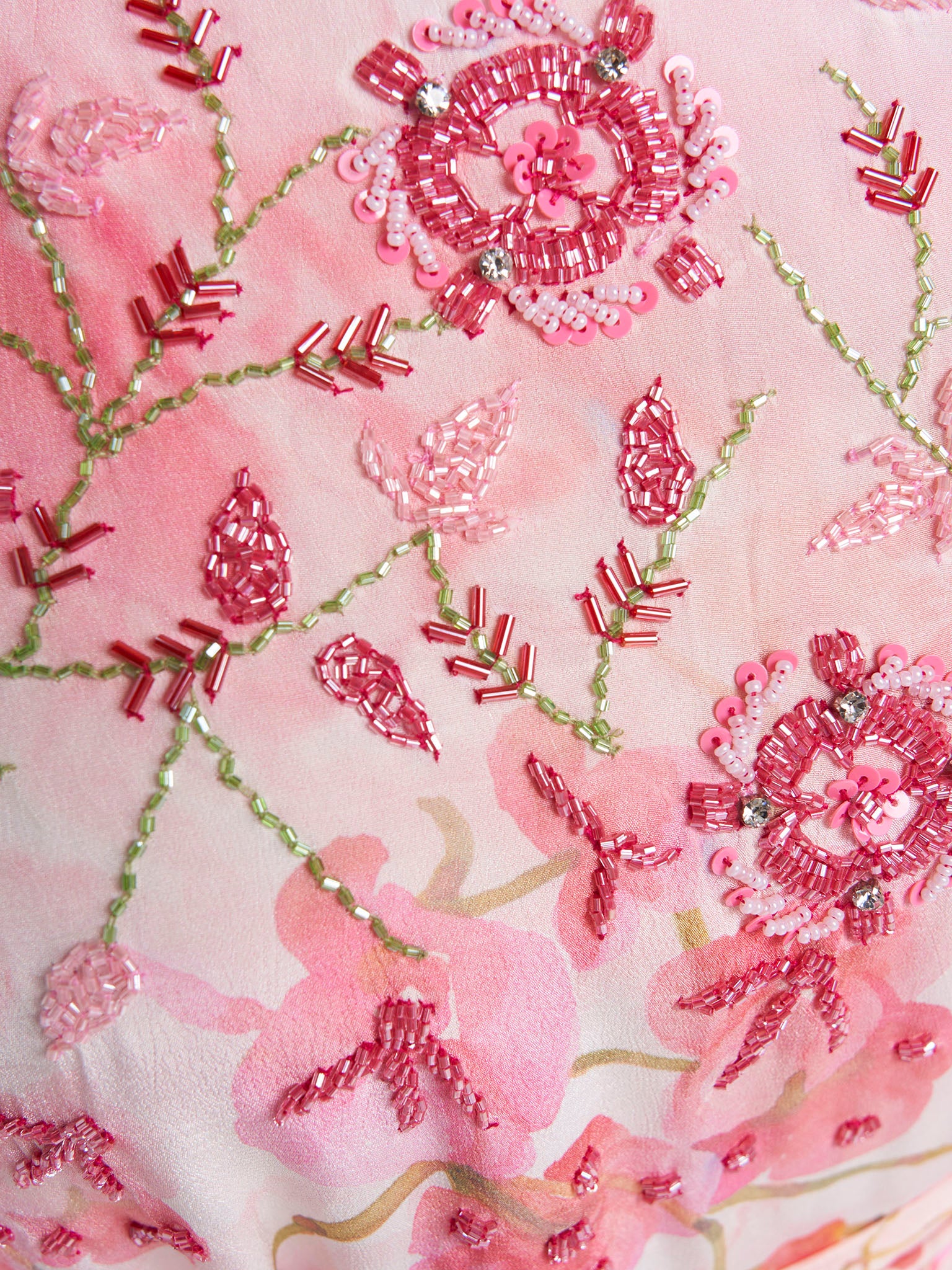 Pink Colour Hand Work Viscose Crepe Floral Printed Dress (VDV37) - Image 5