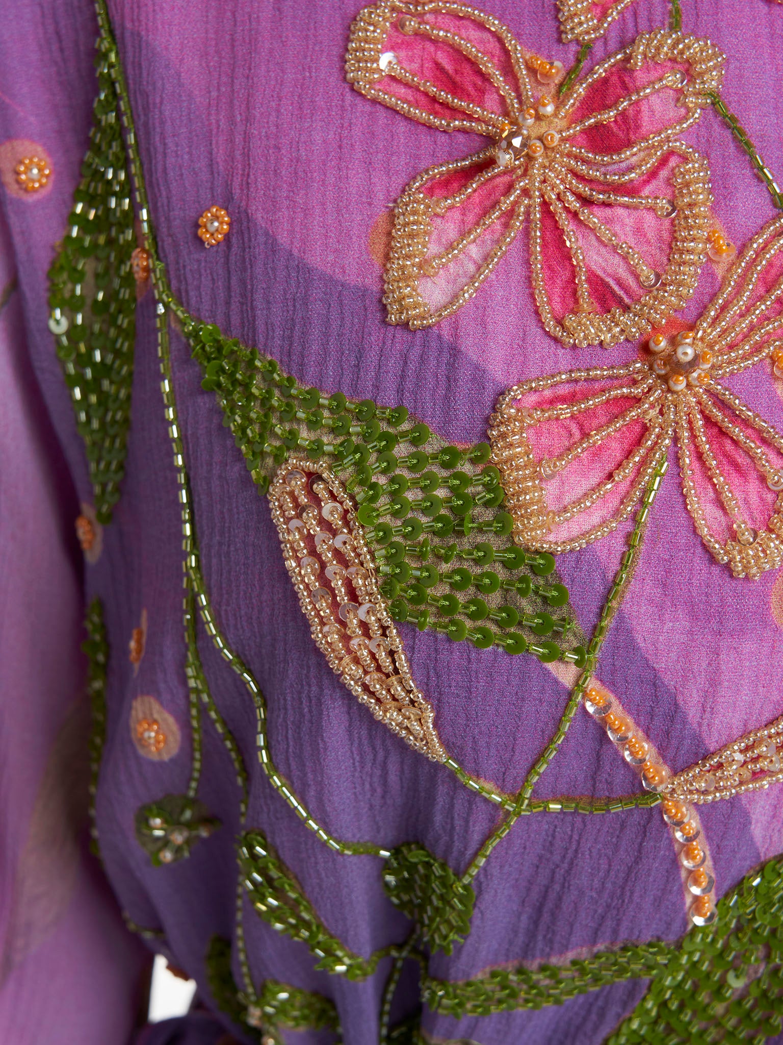 Multi Colour Hand Work Marble Chiffon Floral Printed Dress (VDV51) - Image 5