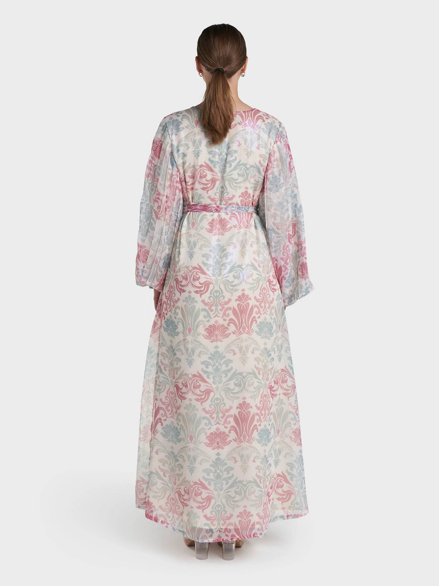Cream Colour Hand Work Floral Printed Dress (VDV55) - Image 4