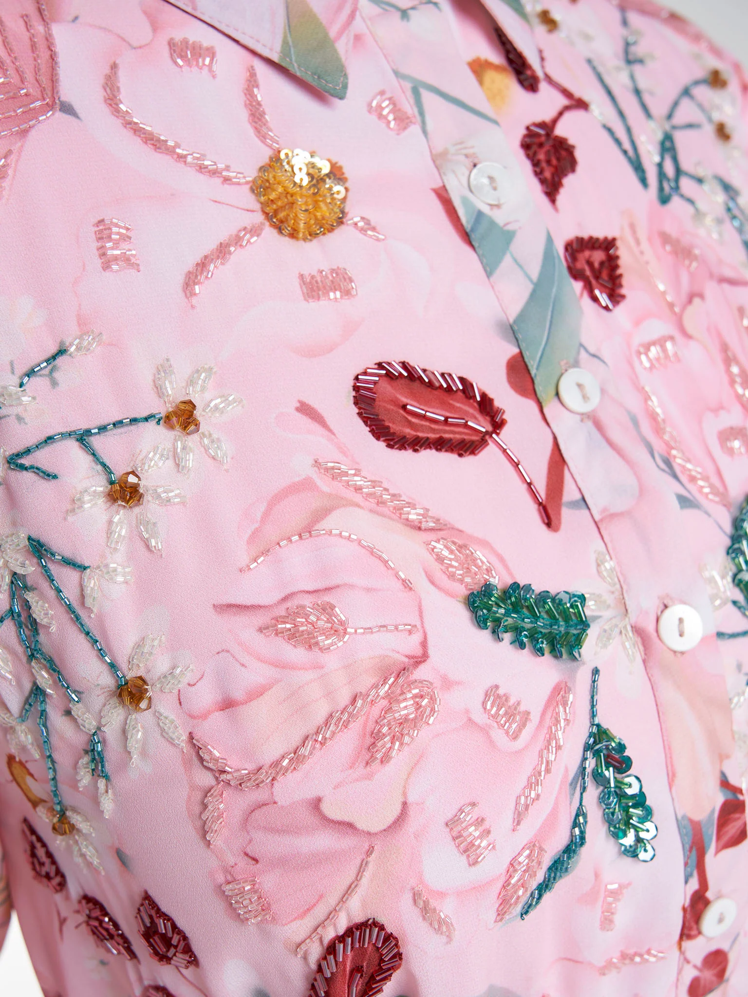 Pink Colour Hand Work Georgette Floral Printed Dress (VDV60) - Image 5
