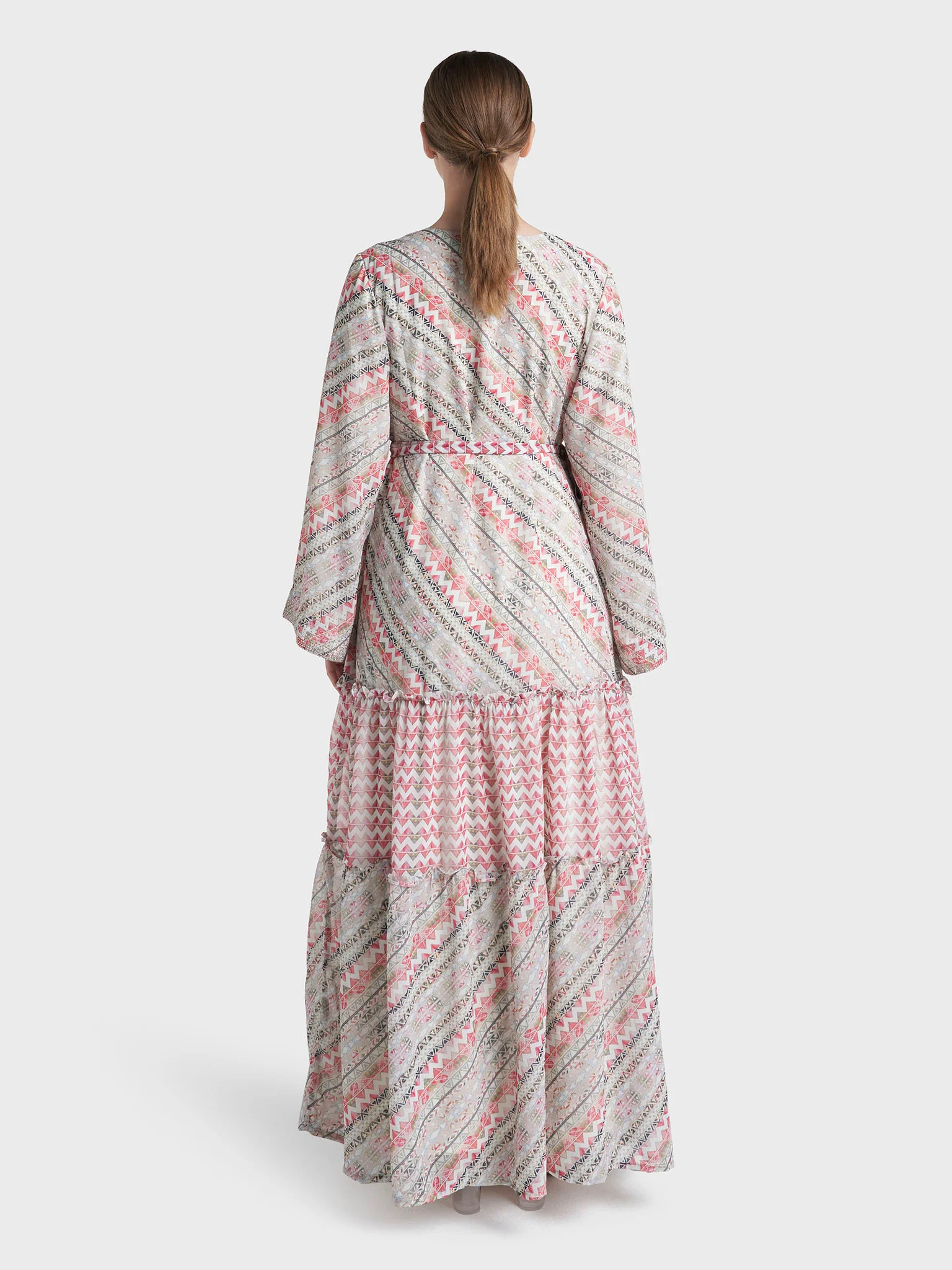 Multi Colour Stone Work Georgette Geometric Printed Dress (VW333) - Image 4