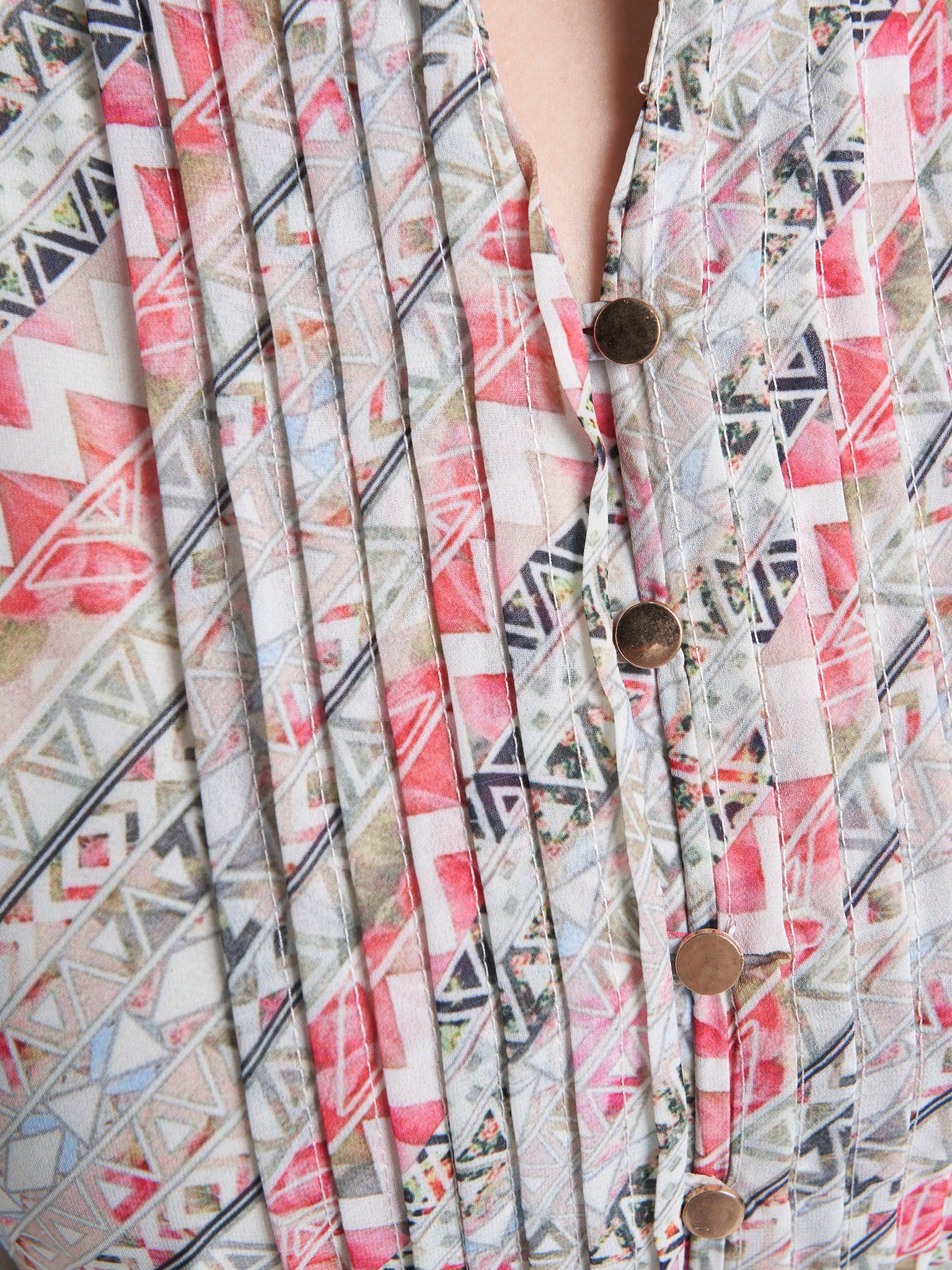 Multi Colour Stone Work Georgette Geometric Printed Dress (VW333) - Image 5