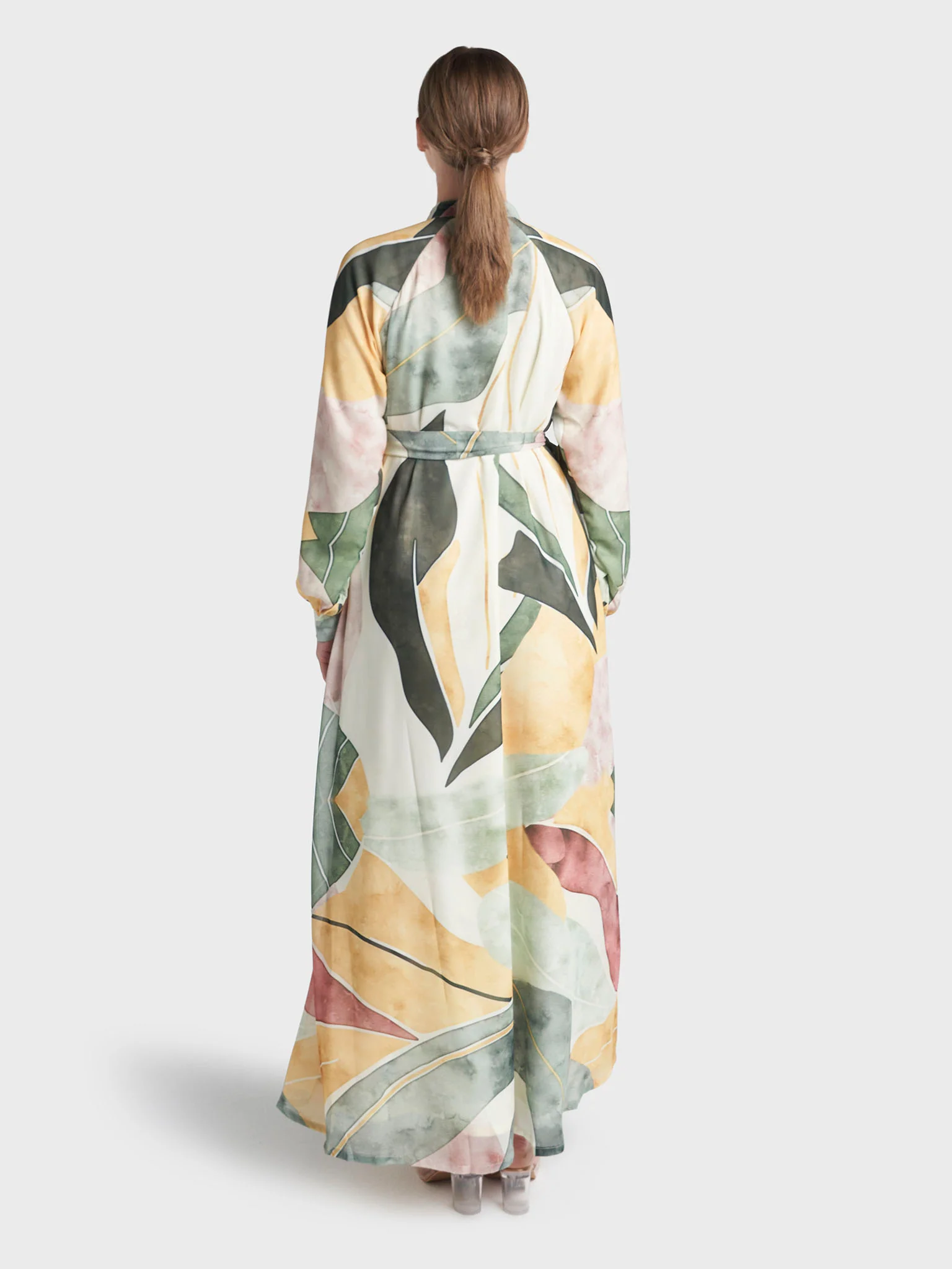 Cream Colour Hand Work Georgette Abstract Printed Dress (VW492) - Image 4