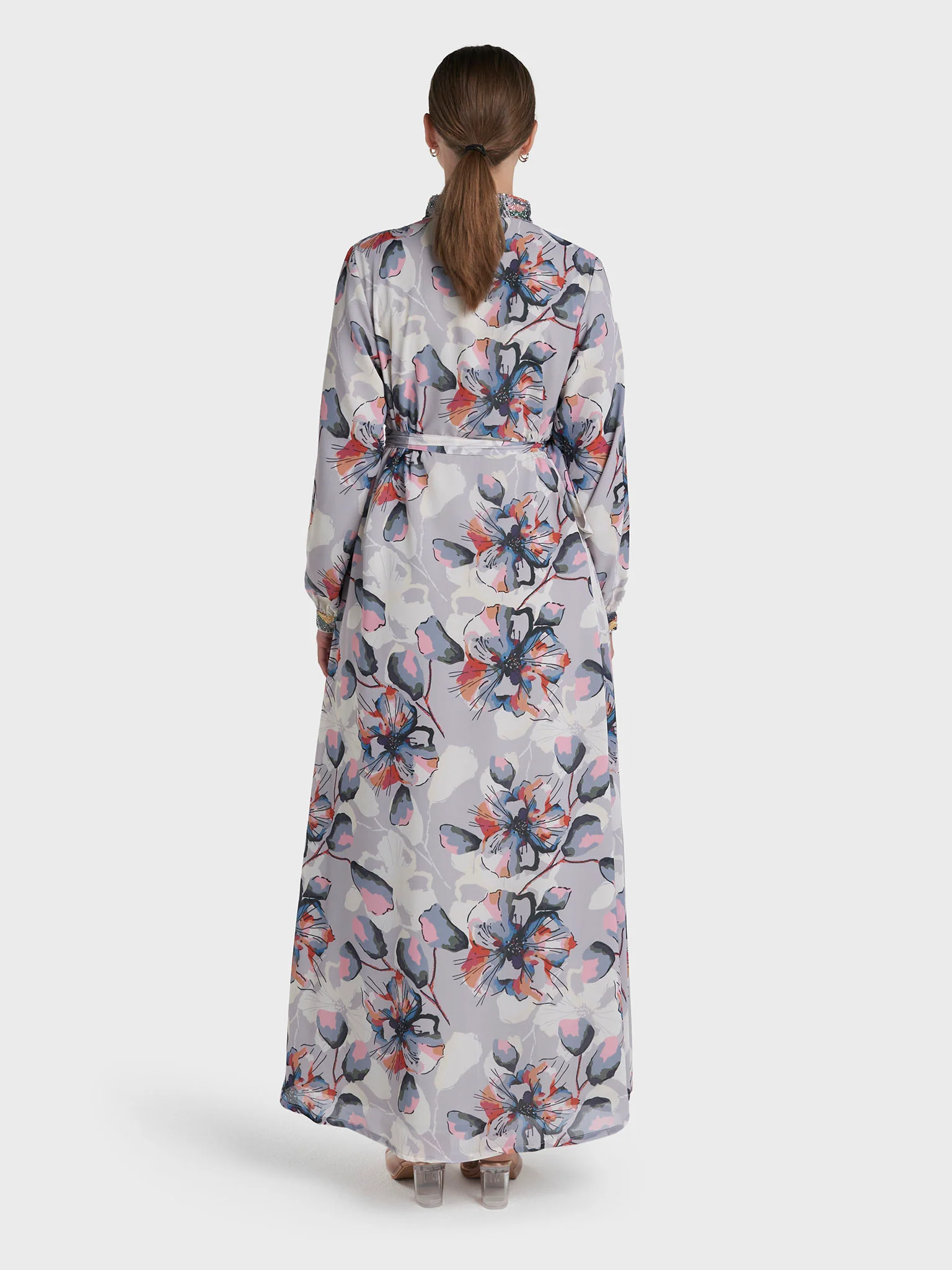 Multi Colour Hand Work Georgette Floral Printed Dress (VW536) - Image 4