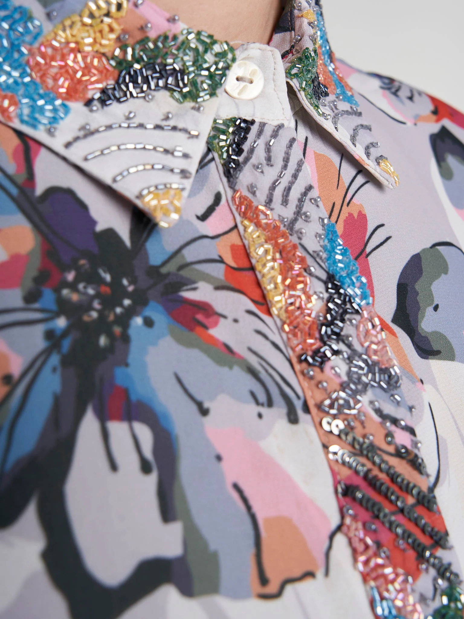Multi Colour Hand Work Georgette Floral Printed Dress (VW536) - Image 5