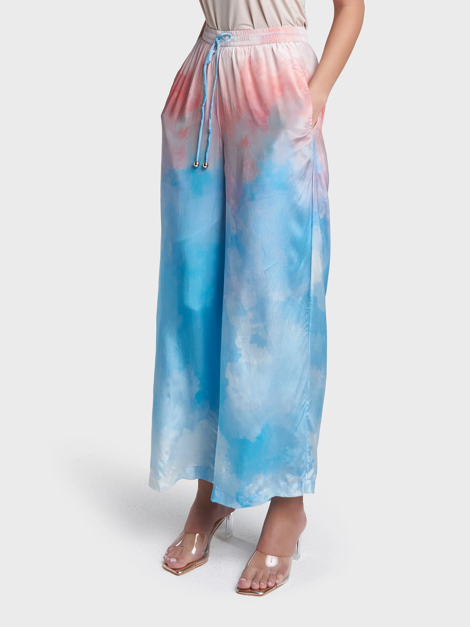 Peach Colour Hand Work Viscose Crepe Floral Printed Dress (VDX15) - Image 5