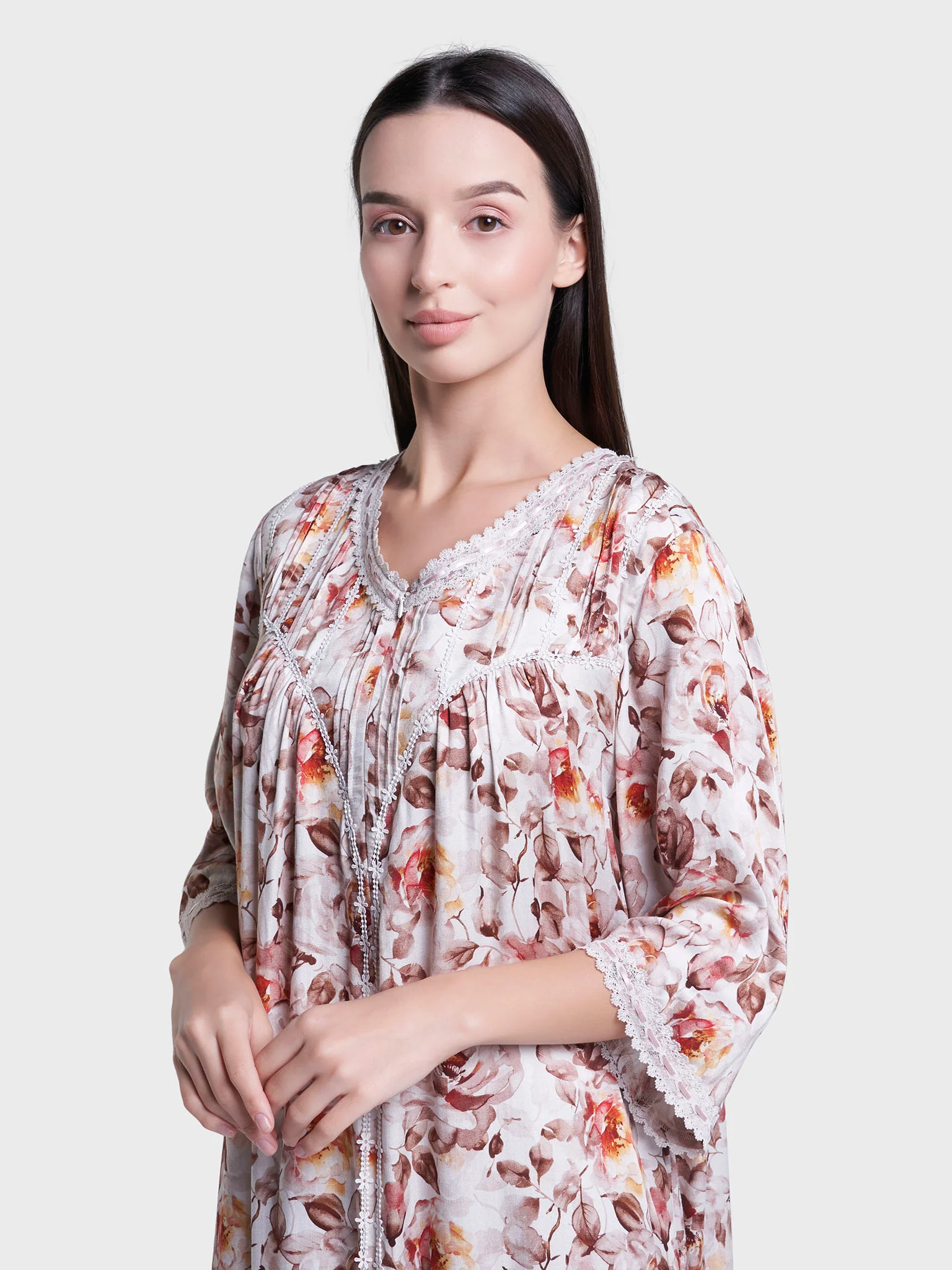 Adobe Rose Floral Print Long Nightwear Dress (CNH217A)