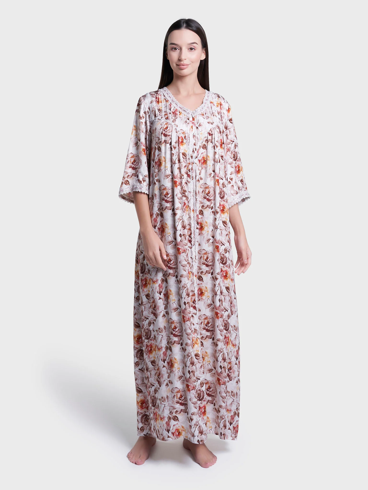 Adobe Rose Floral Print Long Nightwear Dress (CNH217A) - Image 2