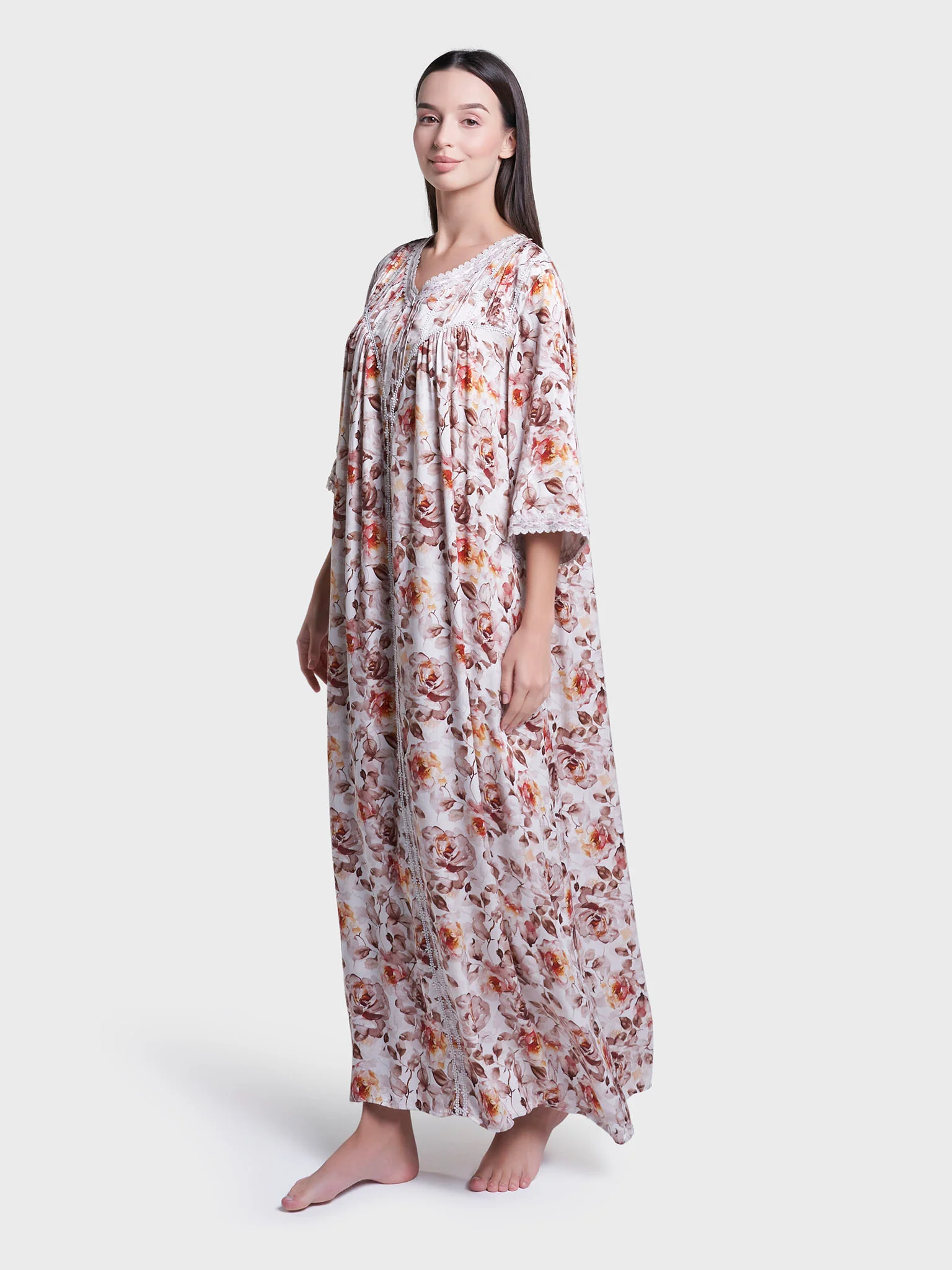 Adobe Rose Floral Print Long Nightwear Dress (CNH217A) - Image 3