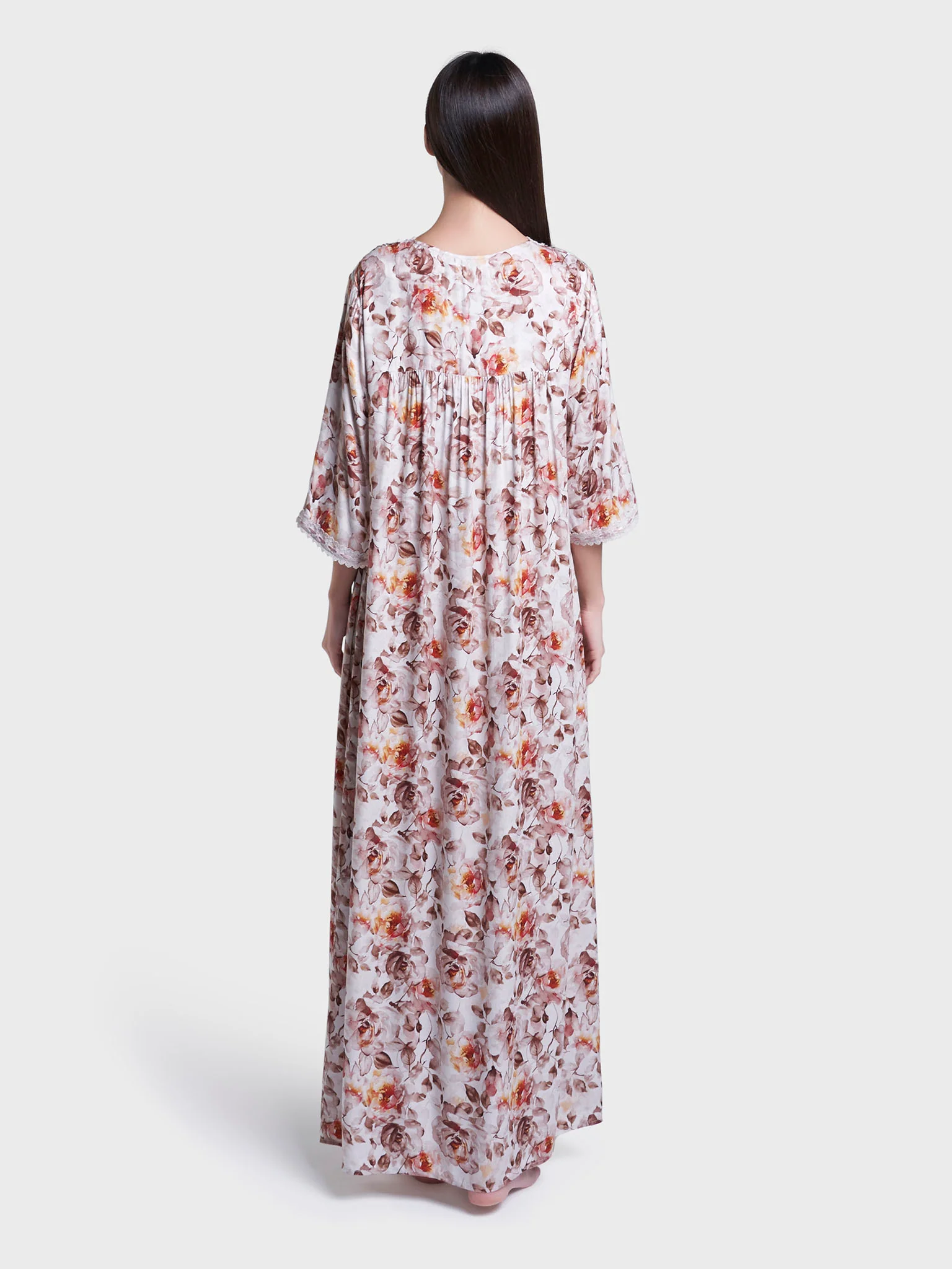 Adobe Rose Floral Print Long Nightwear Dress (CNH217A) - Image 4