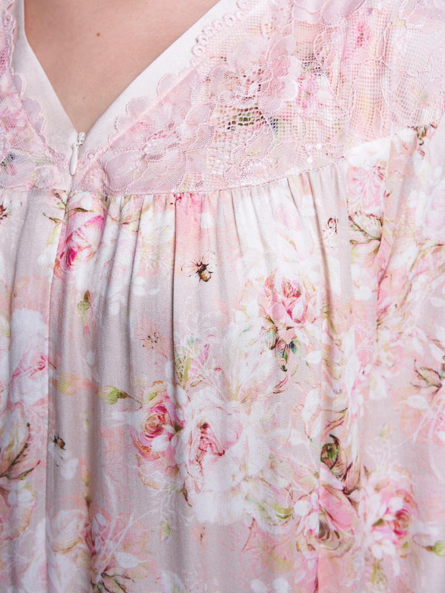 Pearl Blush Floral Print Long Nightwear Dress (CNH414) - Image 5