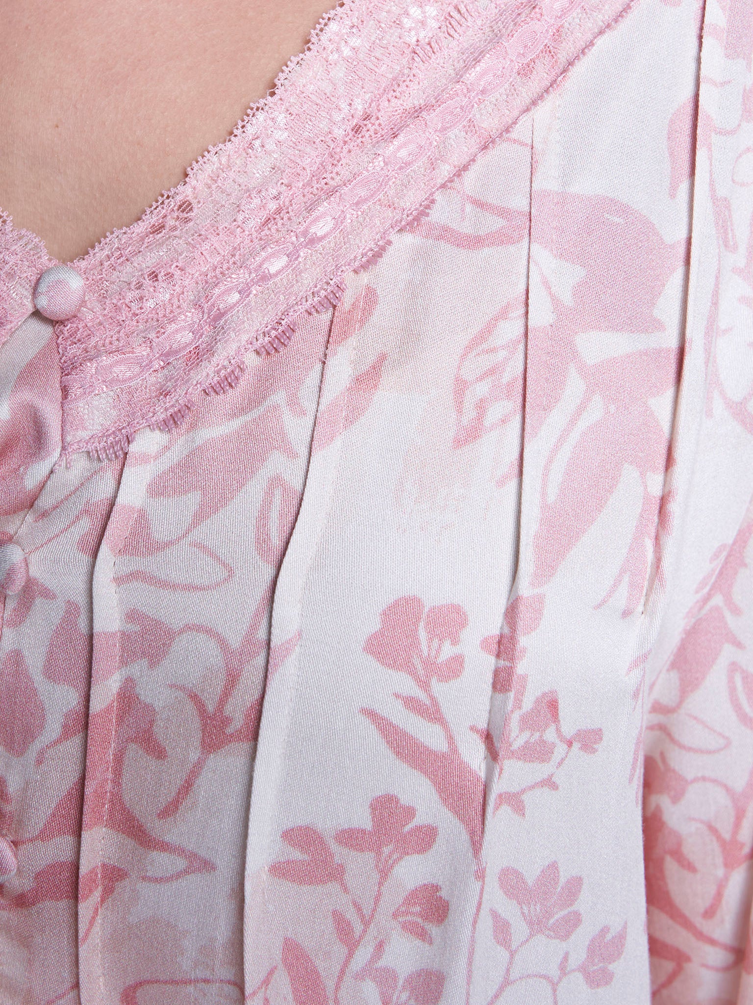 Peach Floral Print Viscose Long Nightwear Dress (CNH466) - Image 5
