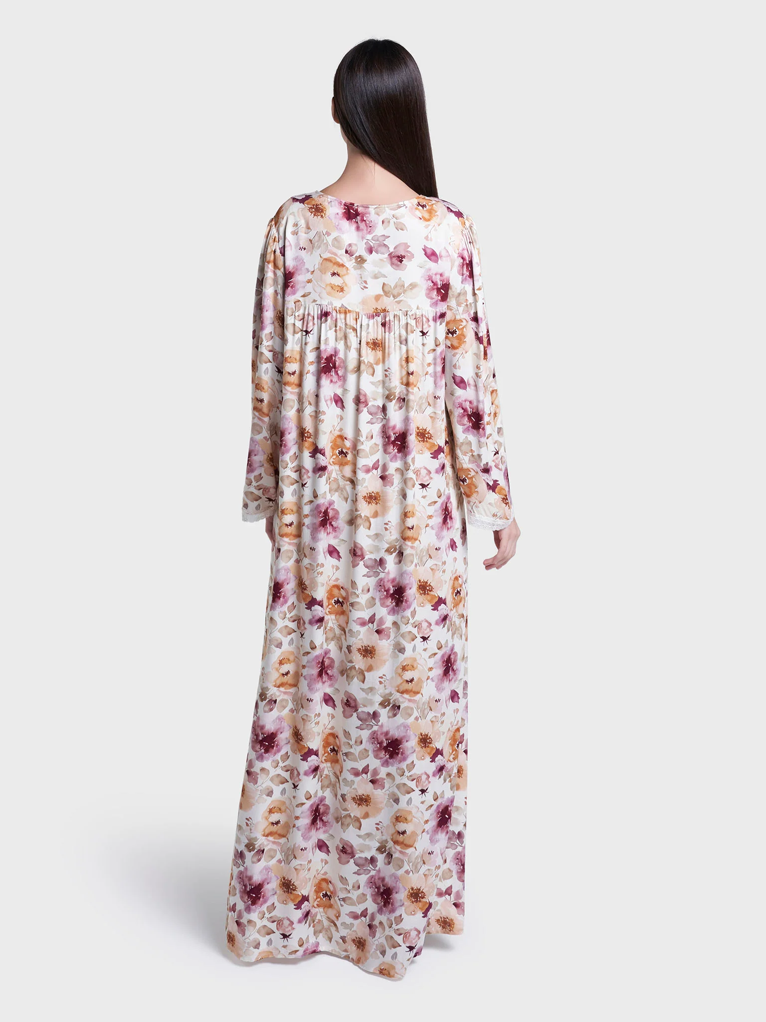 Multicolour Floral Print Viscose Long Nightwear Dress (CNH467) - Image 4