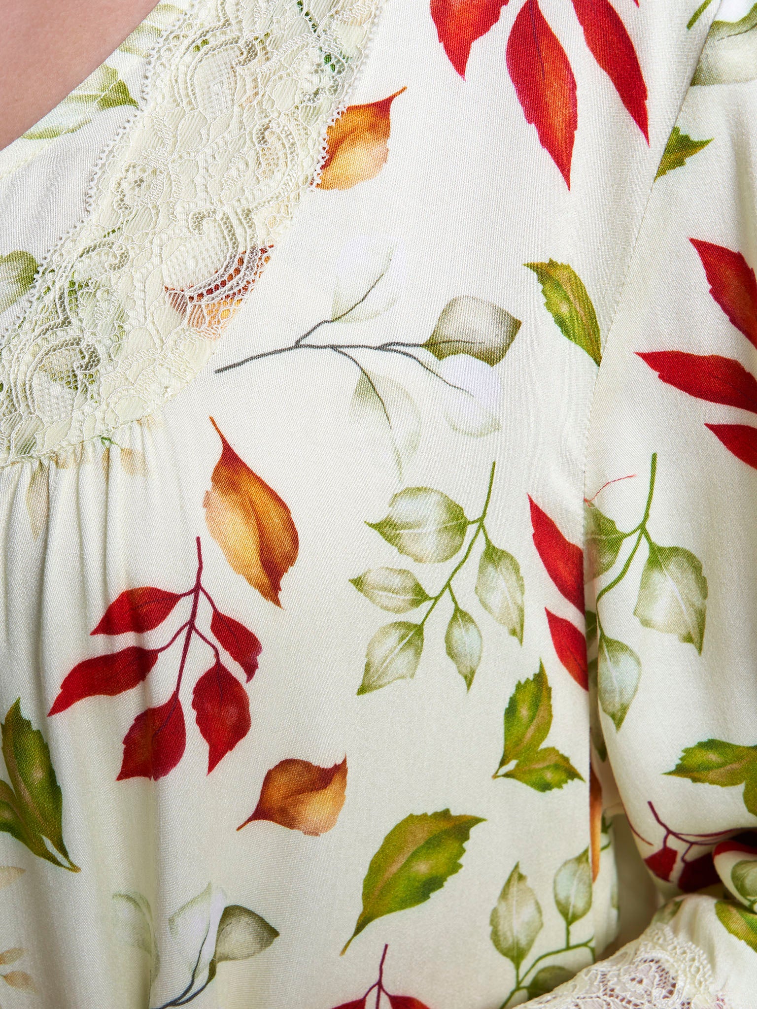 Olive Floral Print Viscose Long Nightwear Dress (CNH470) - Image 5