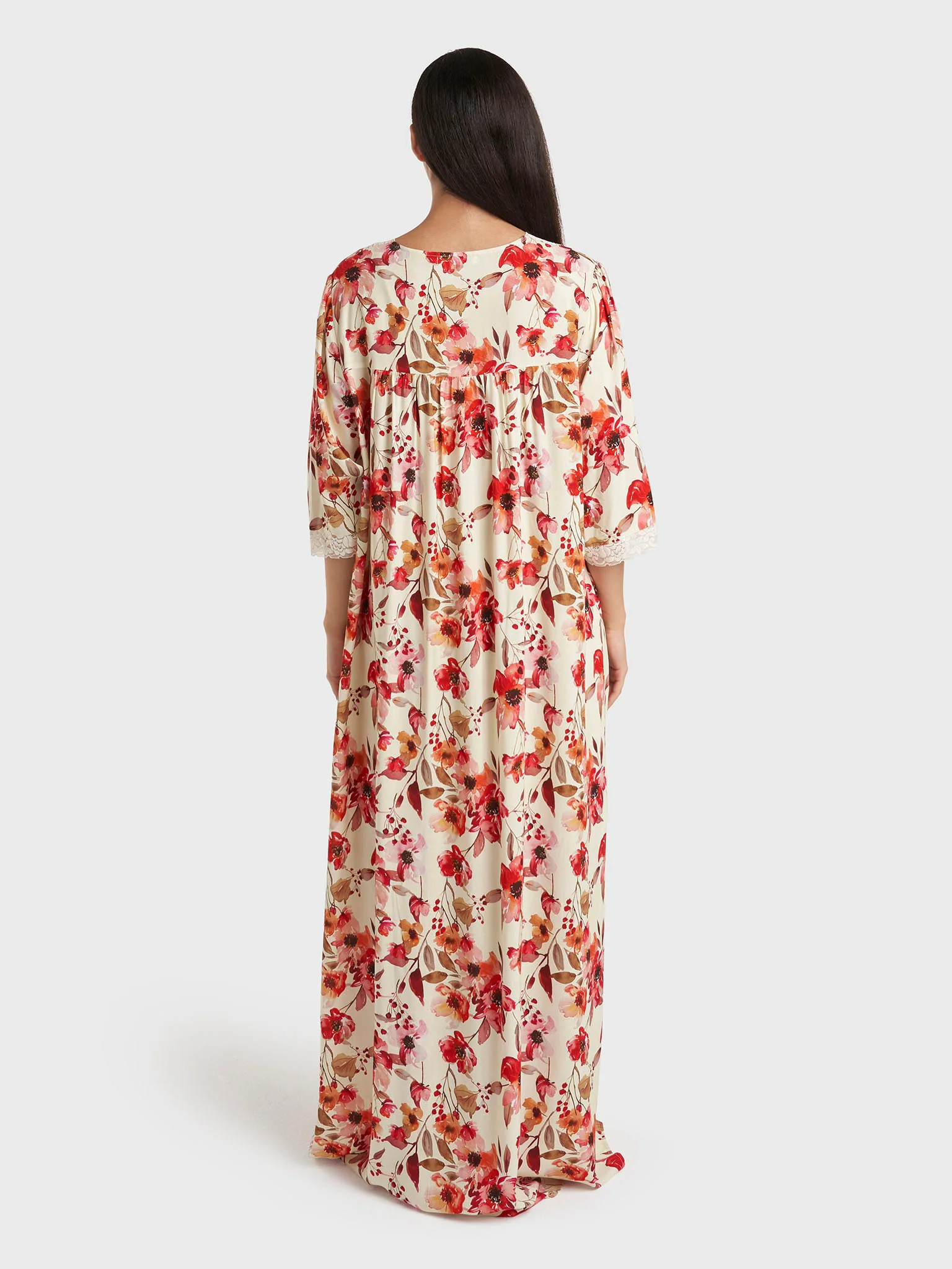Multicolour Print Rayon Long Nightwear Dress (CNH477) - Image 2