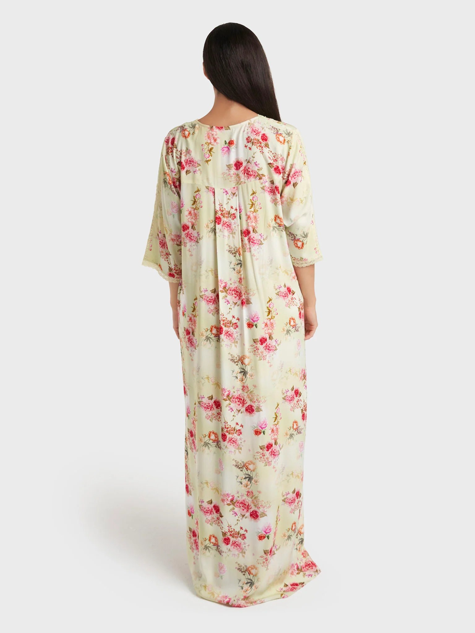 Green Print Rayon Long Nightwear Dress (CNH479) - Image 4