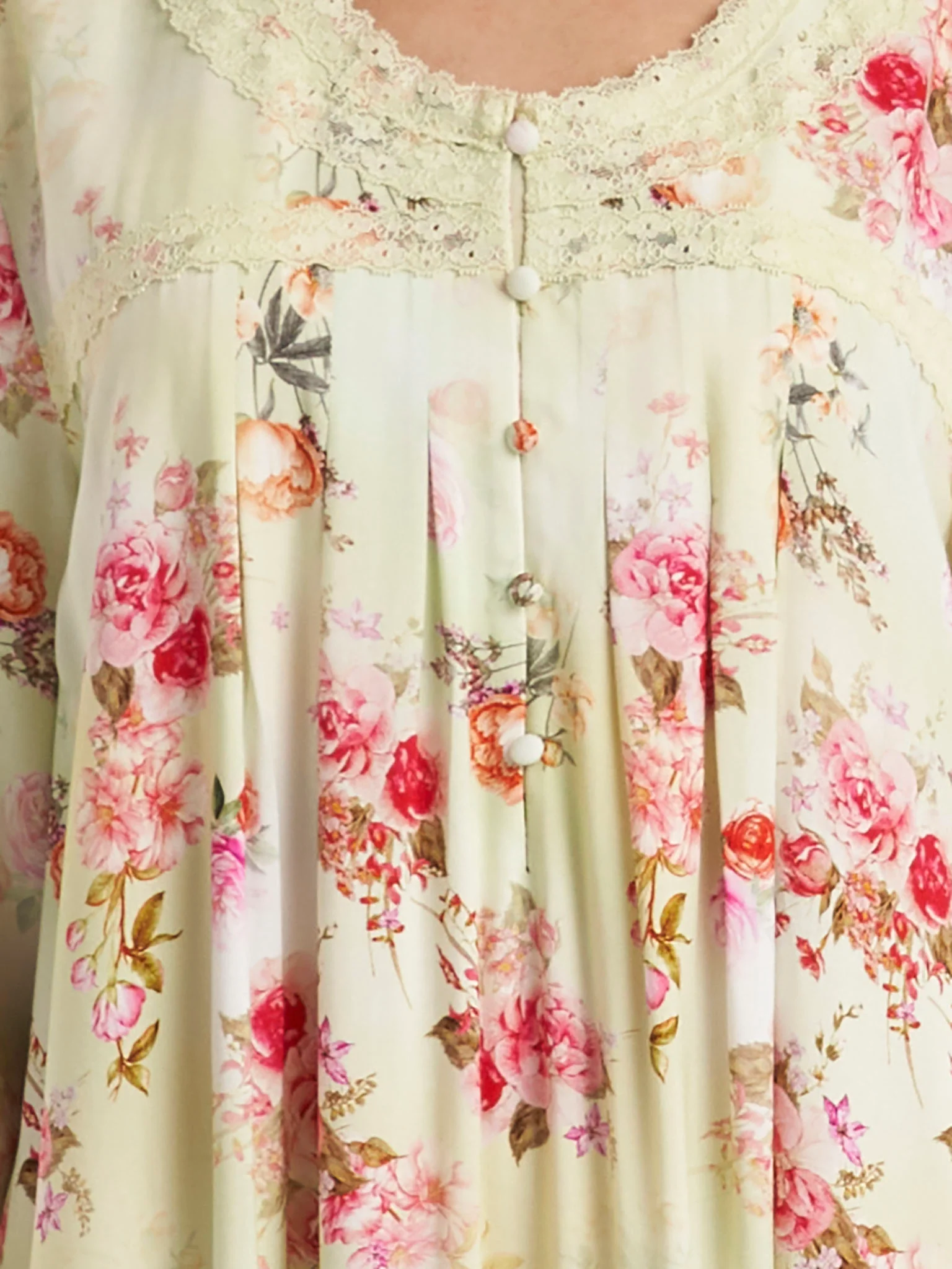 Green Print Rayon Long Nightwear Dress (CNH479) - Image 5