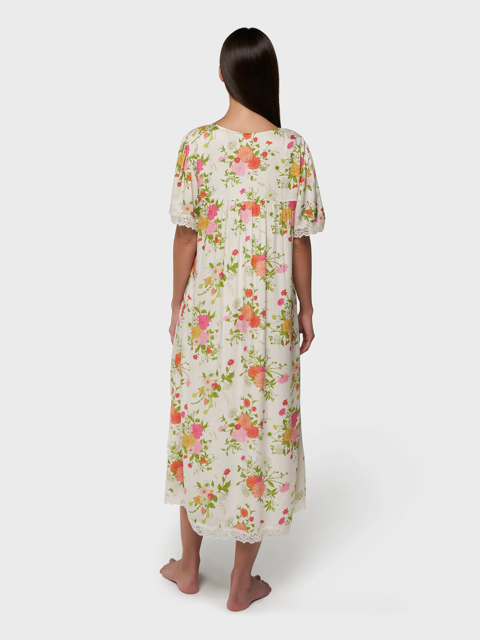 Gardenia Floral Print Viscose Mini Nightwear Dress (CNH472) - Image 4