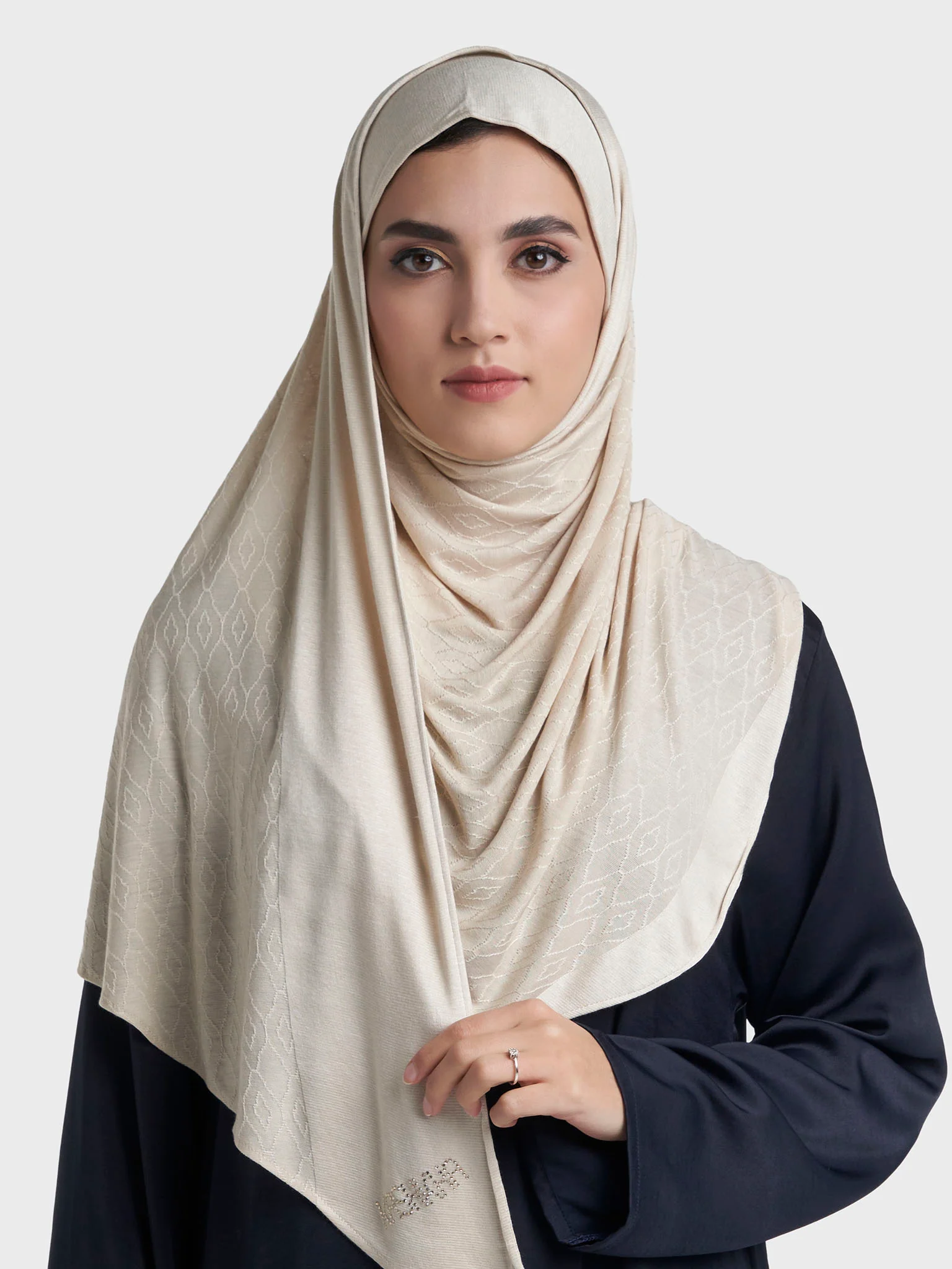 Moroccan Tile Jacquard Self Print Ready to Wear Jersey Hijab (SRKP22130L)