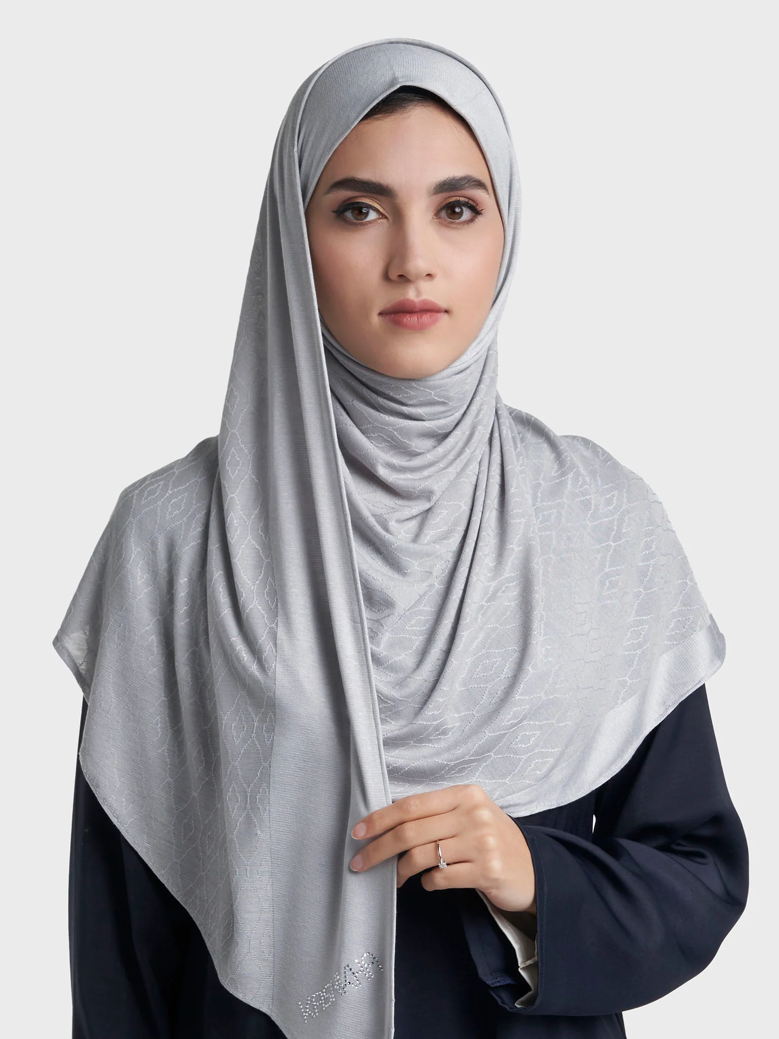 Moroccan Tile Jacquard Self Print Ready to Wear Jersey Hijab (SRKP22130L) - Image 10