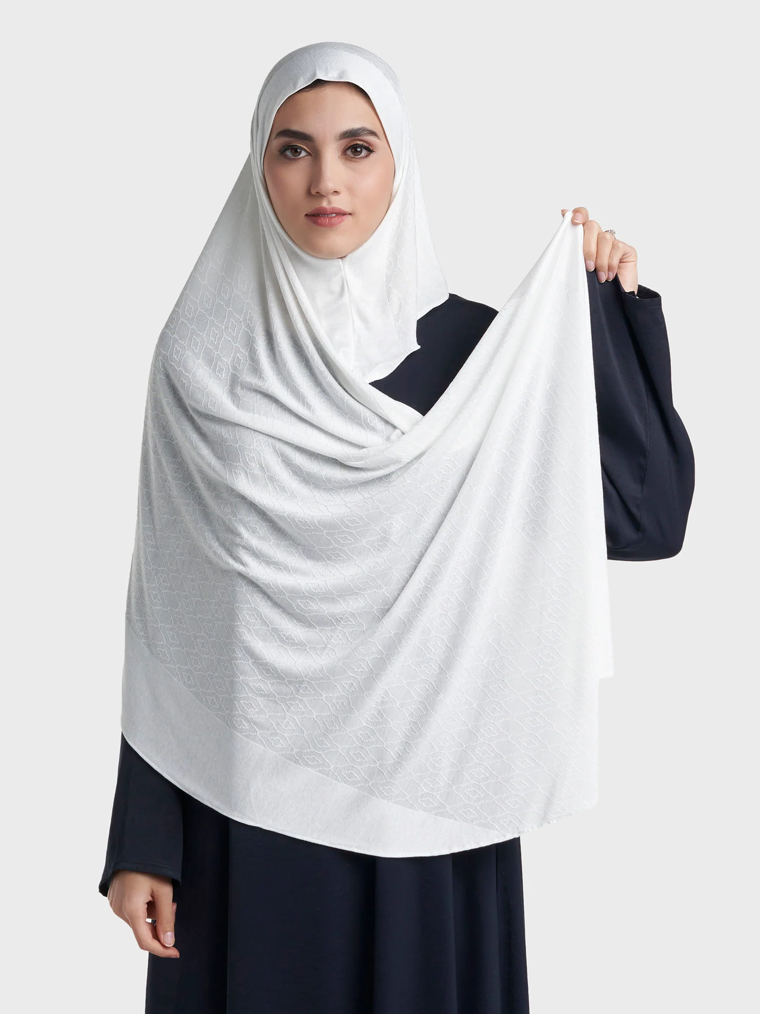 Moroccan Tile Jacquard Self Print Ready to Wear Jersey Hijab (SRKP22130L) - Image 12
