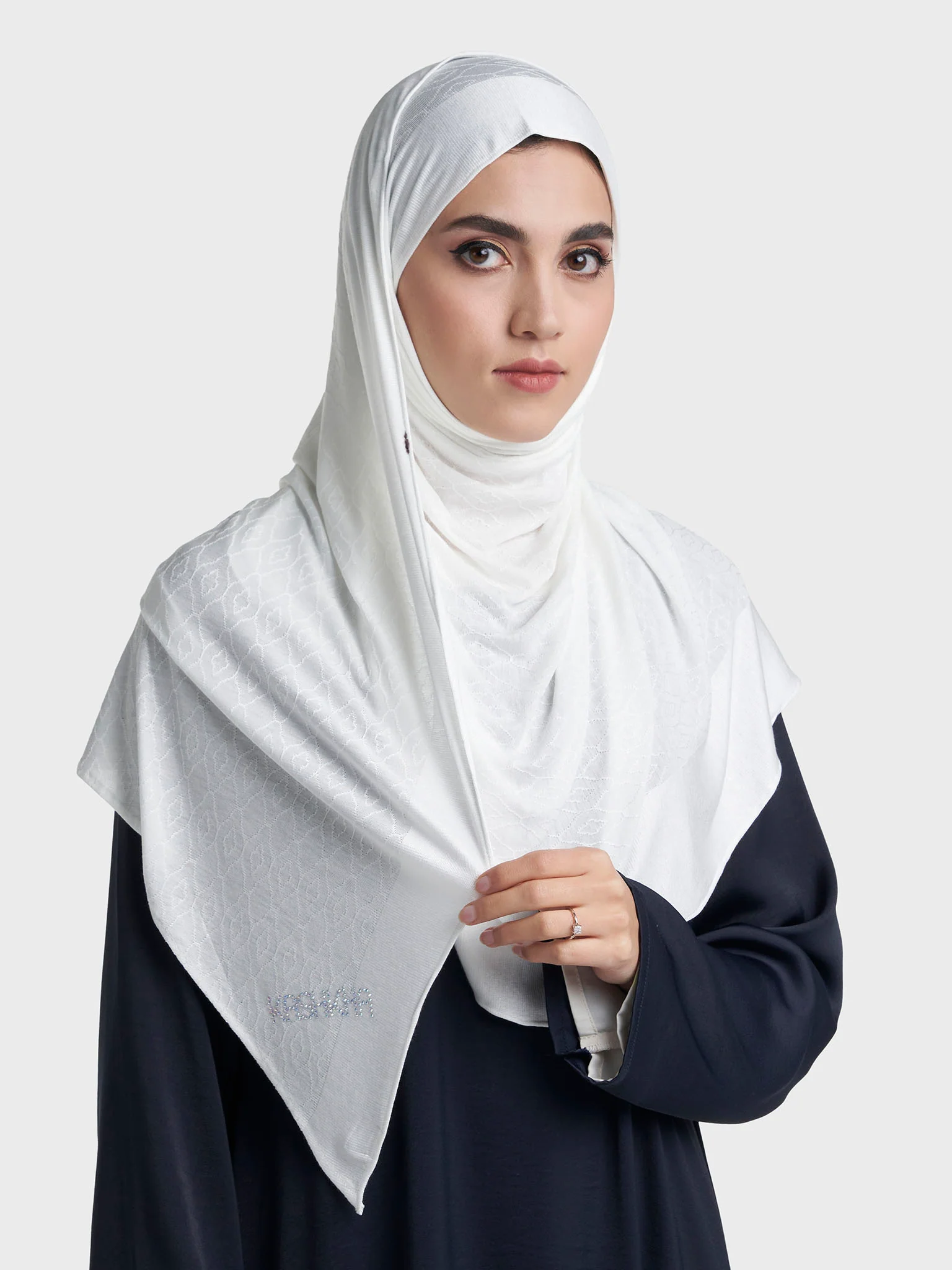 Moroccan Tile Jacquard Self Print Ready to Wear Jersey Hijab (SRKP22130L) - Image 13