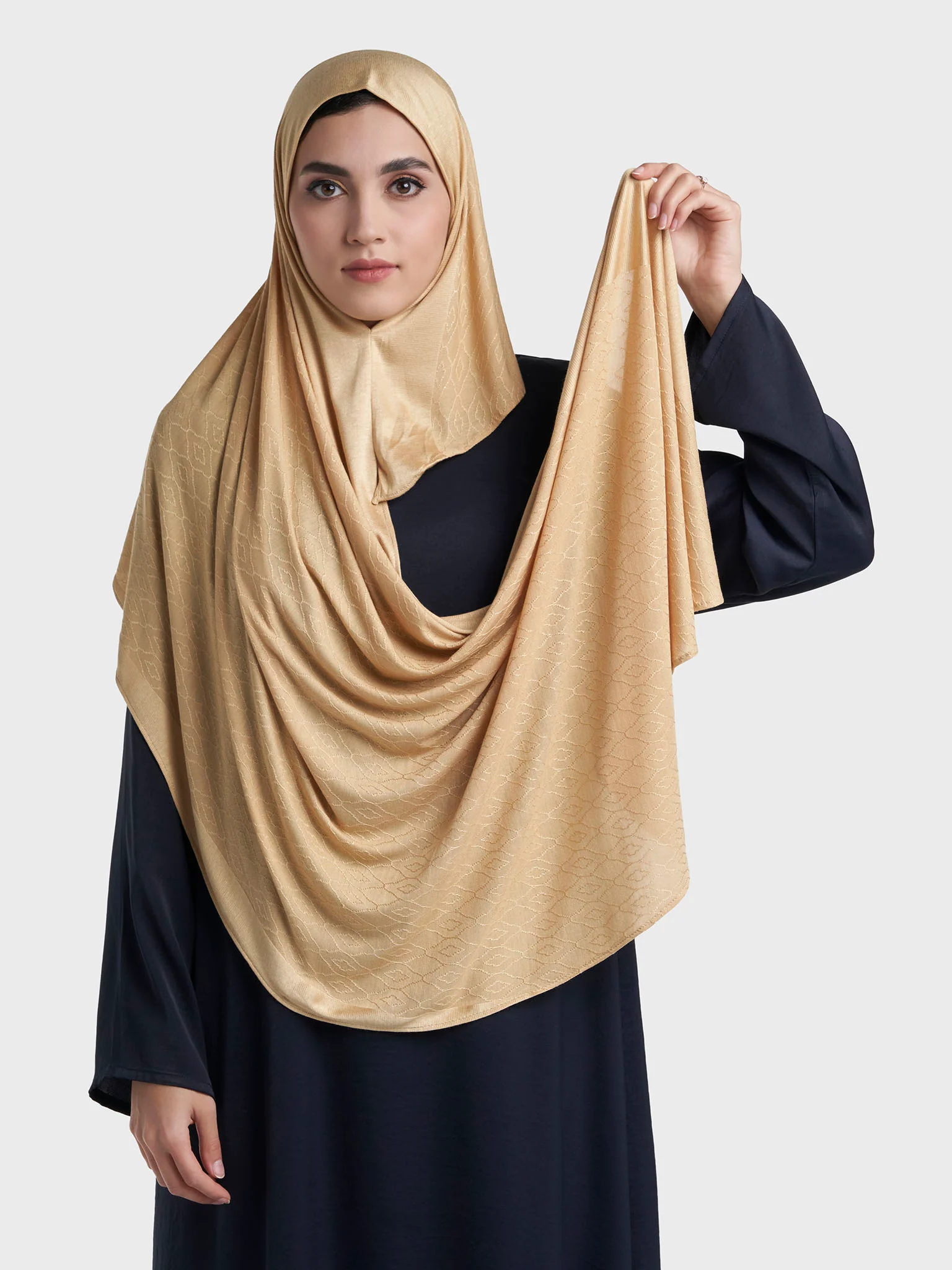 Moroccan Tile Jacquard Self Print Ready to Wear Jersey Hijab (SRKP22130L) - Image 16