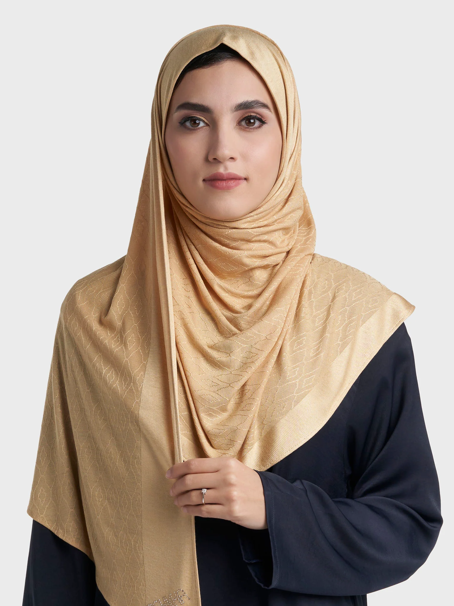 Moroccan Tile Jacquard Self Print Ready to Wear Jersey Hijab (SRKP22130L) - Image 2