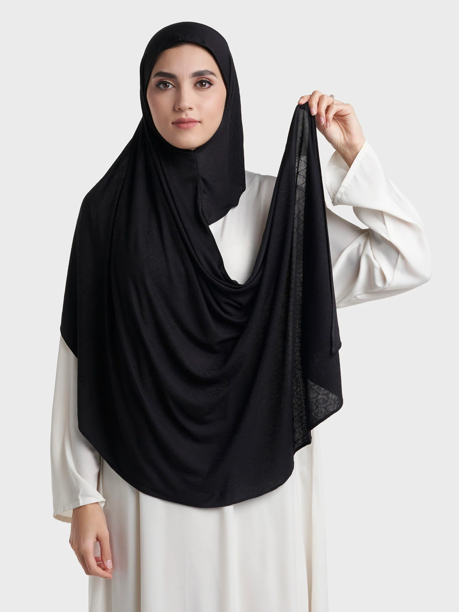 Moroccan Tile Jacquard Self Print Ready to Wear Jersey Hijab (SRKP22130L) - Image 20