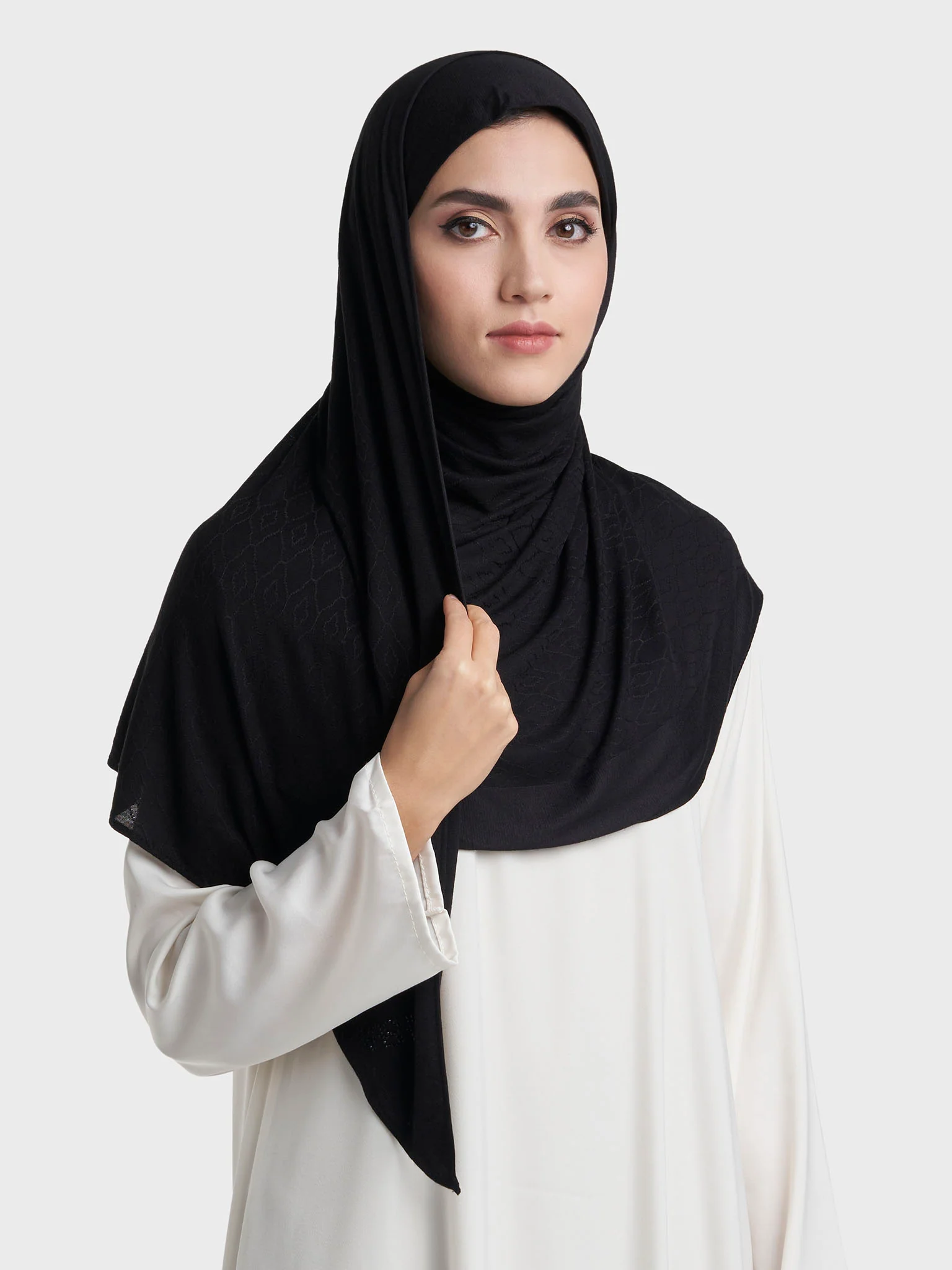Moroccan Tile Jacquard Self Print Ready to Wear Jersey Hijab (SRKP22130L) - Image 21