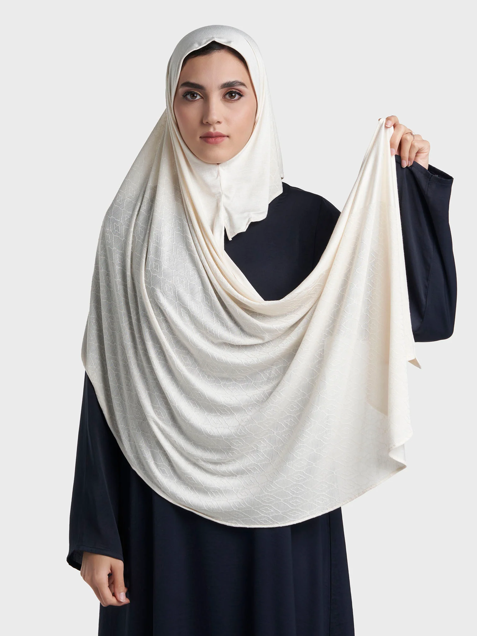 Moroccan Tile Jacquard Self Print Ready to Wear Jersey Hijab (SRKP22130L) - Image 24