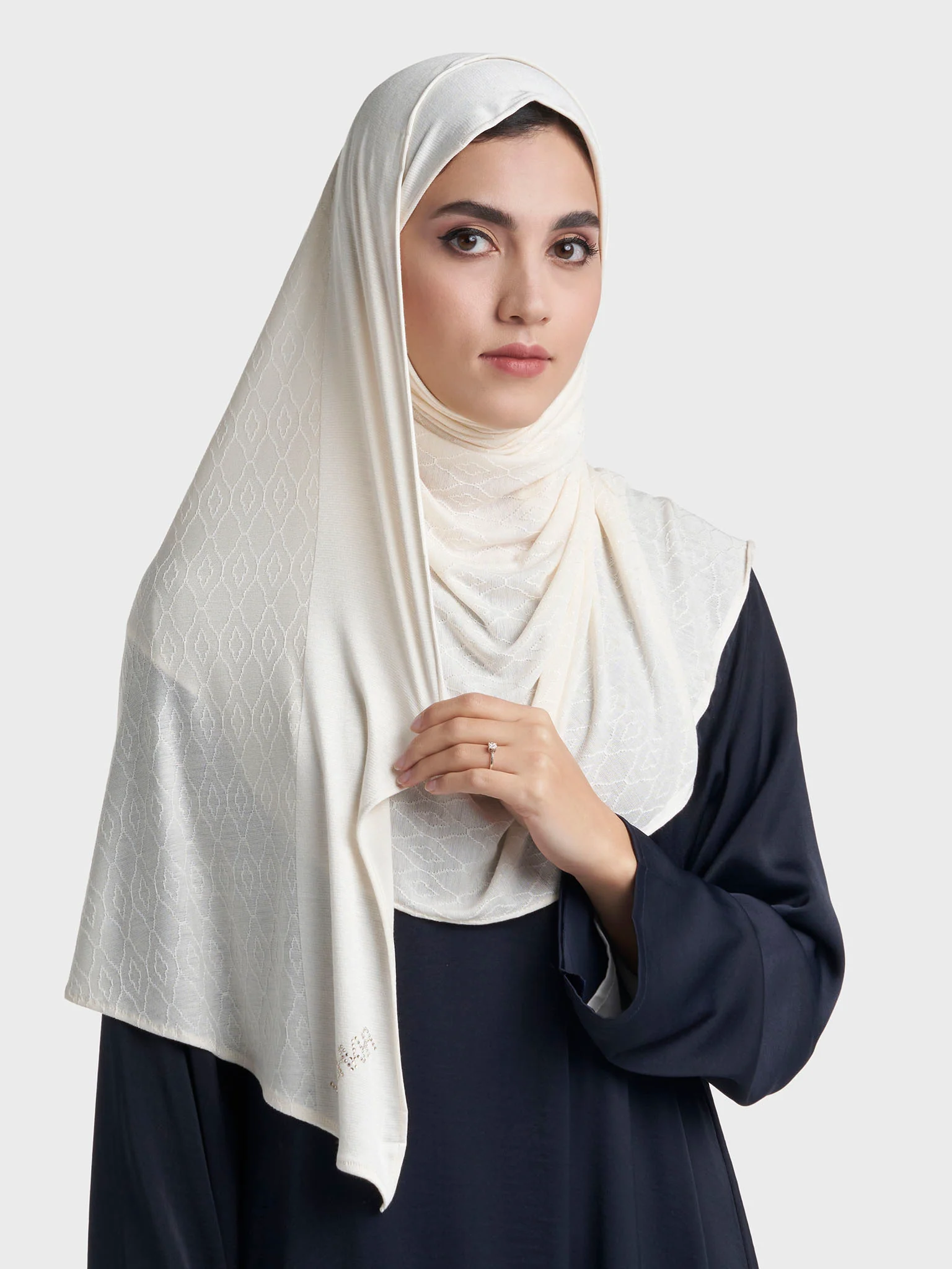 Moroccan Tile Jacquard Self Print Ready to Wear Jersey Hijab (SRKP22130L) - Image 25