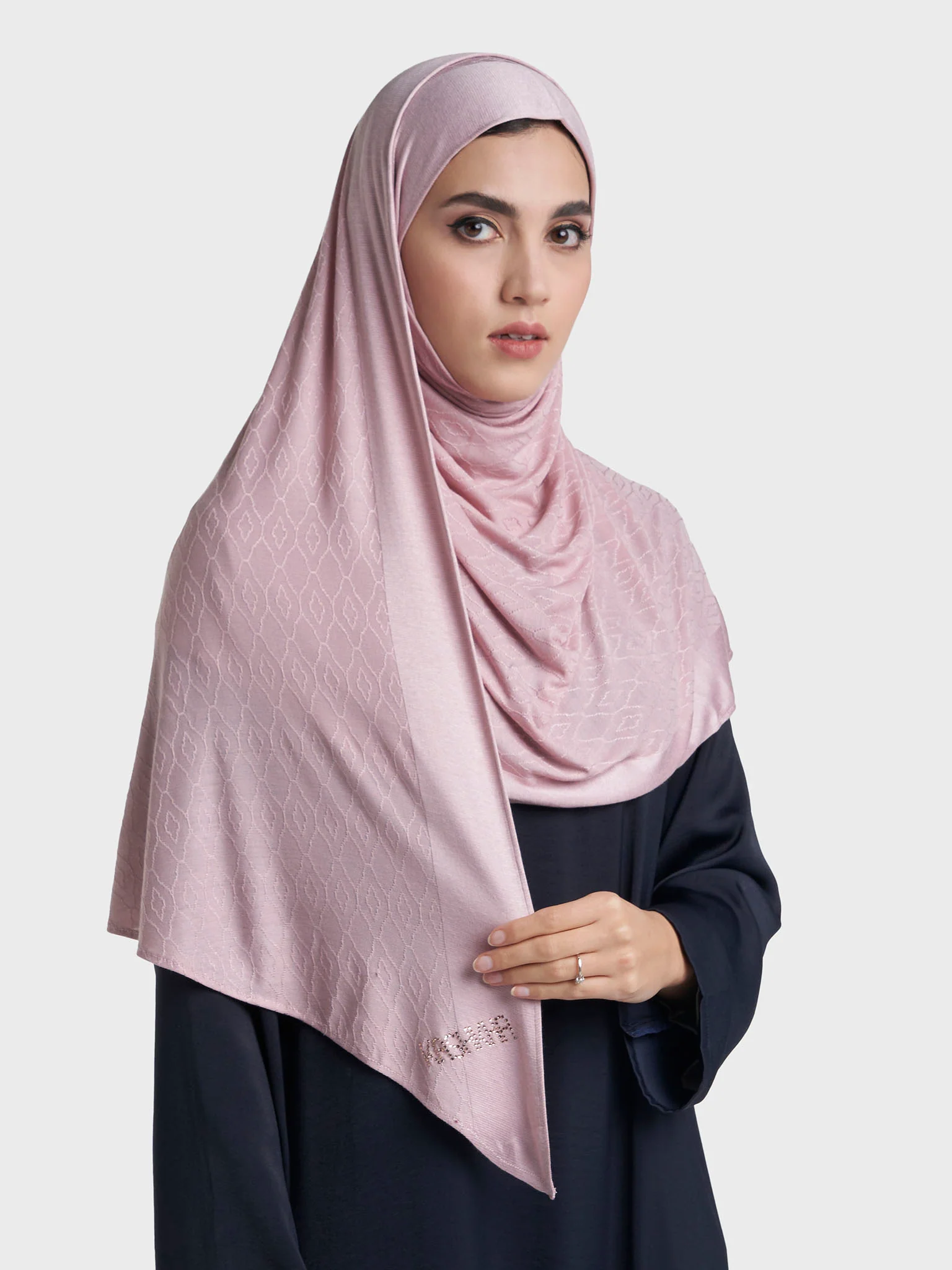Moroccan Tile Jacquard Self Print Ready to Wear Jersey Hijab (SRKP22130L) - Image 28